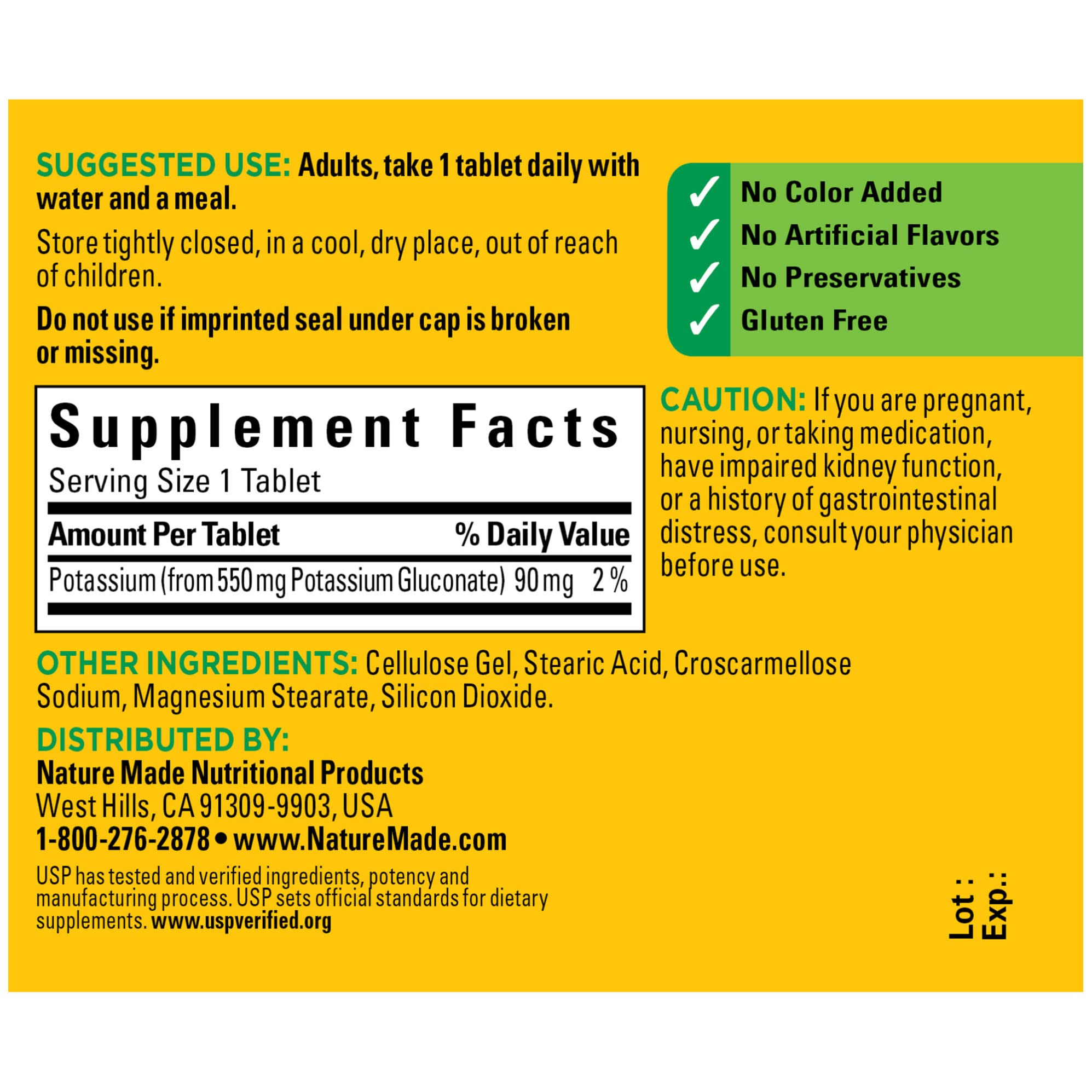 Foto 5 | Suplemento De Gluconato De Potasio Nature Made 550 Mg 100 Tabletas - Venta Internacional.