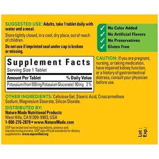 Foto 5 | Suplemento De Gluconato De Potasio Nature Made 550 Mg 100 Tabletas - Venta Internacional.