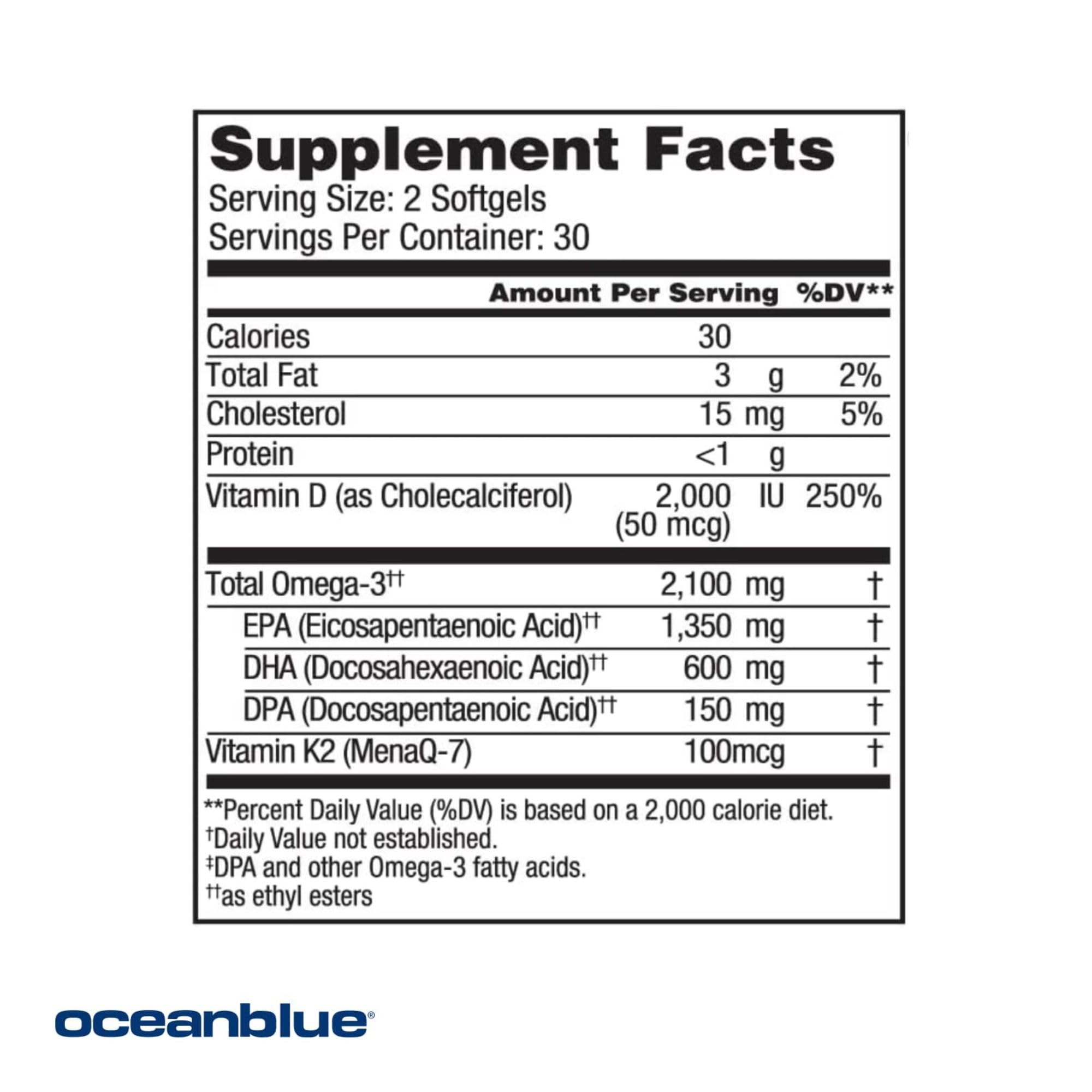 Foto 3 pulgar | Suplemento Oceanblue Professional Omega-3 2100 Con Vitamina K2 Y D3 - Venta Internacional.