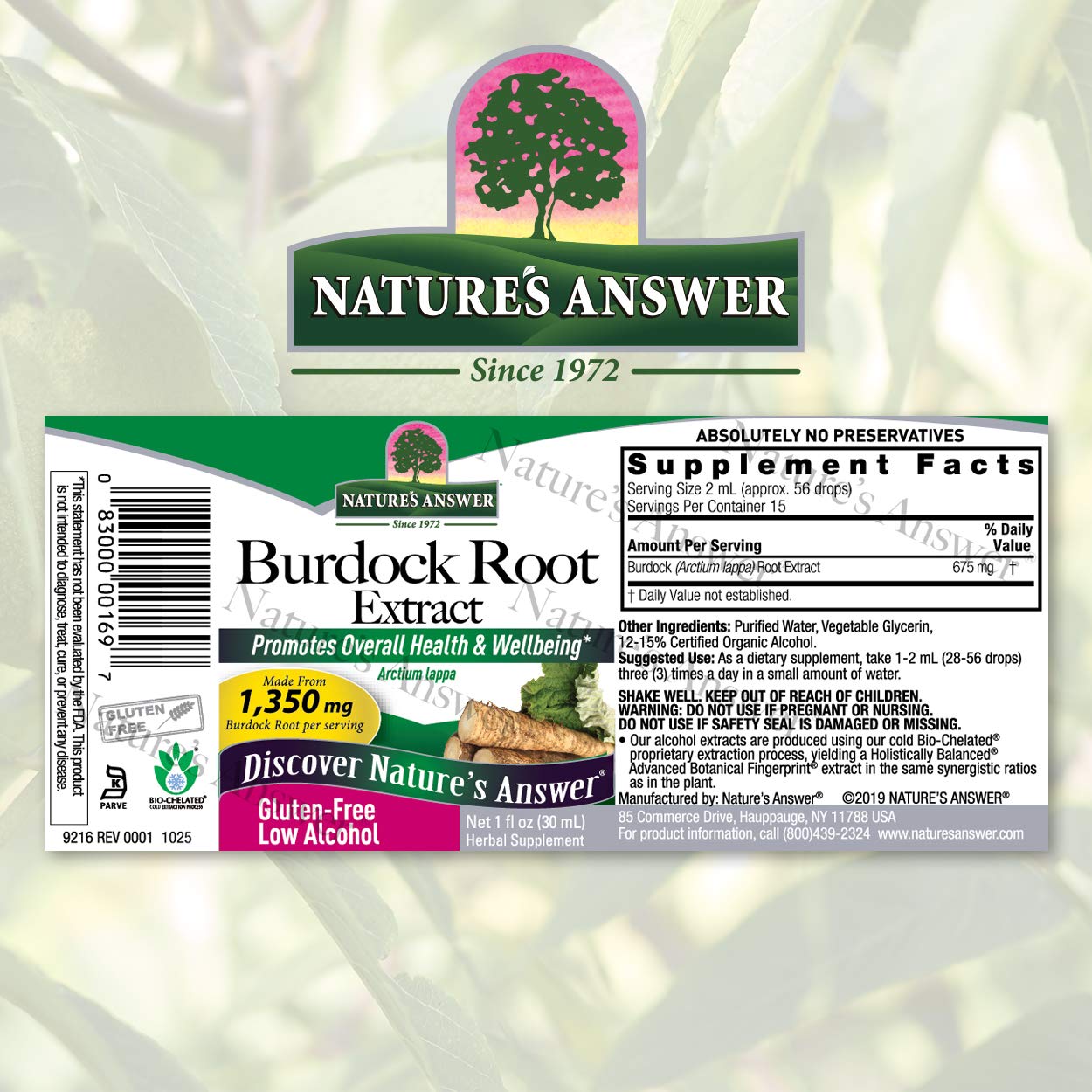 Foto 2 | Suplemento De Extracto De Raíz De Bardana De Nature's Answer, 30 Ml - Venta Internacional.