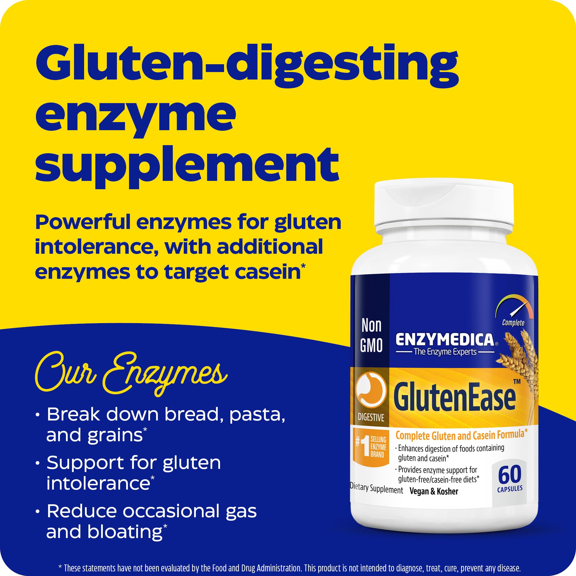Foto 4 pulgar | Suplemento Enzymedica Glutenease Para Enzimas Digestivas 60 Cápsulas - Venta Internacional.
