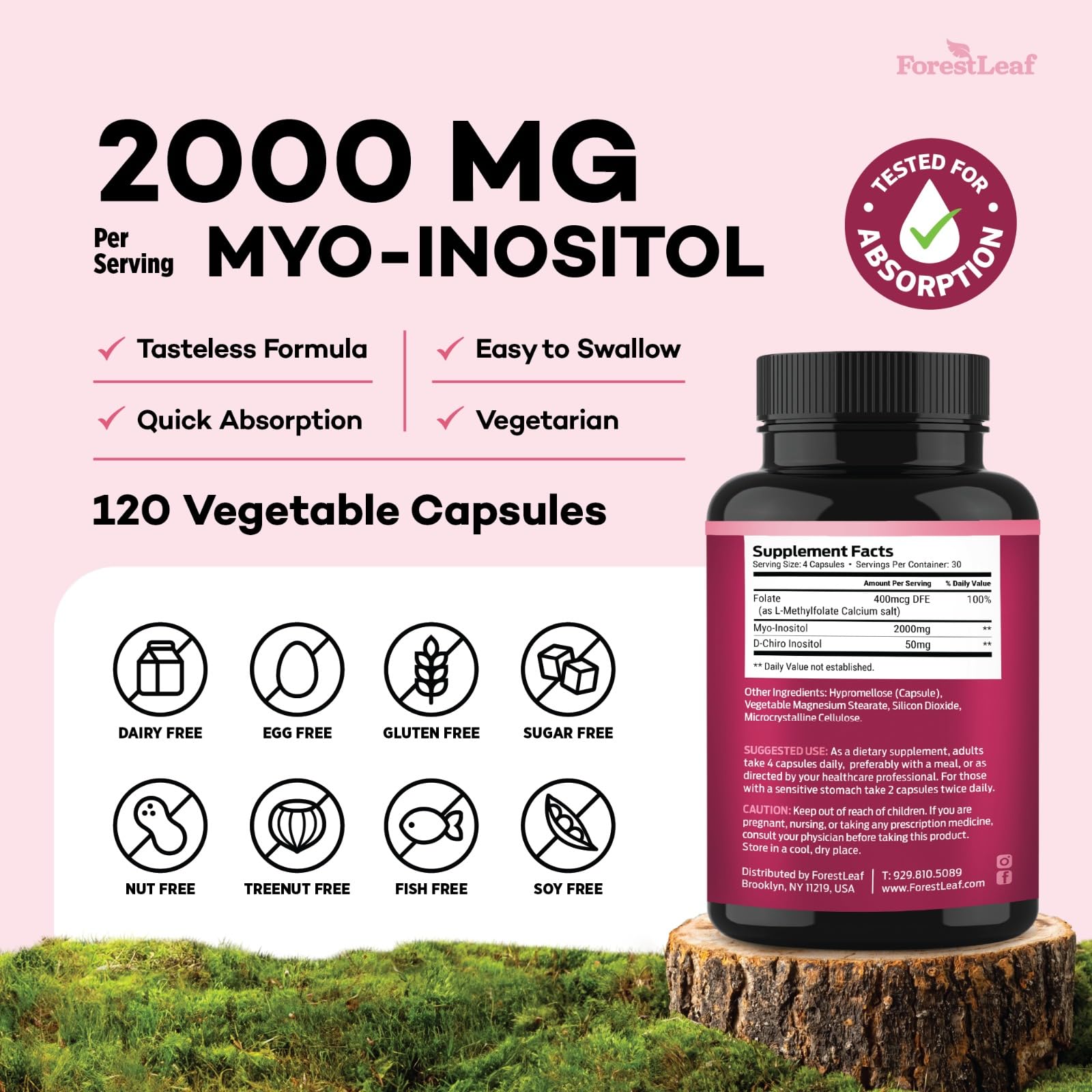 Foto 4 | Suplemento Forestleaf De Mioinositol Y D-chiro Inositol De 2000 Mg - Venta Internacional.