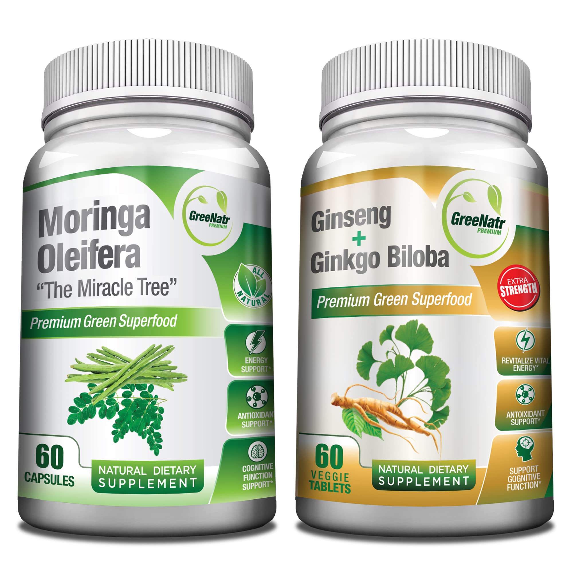 Foto 2 pulgar | Paquete De Suplementos Greenatr Ginkgo Biloba, Panax Ginseng - Venta Internacional.