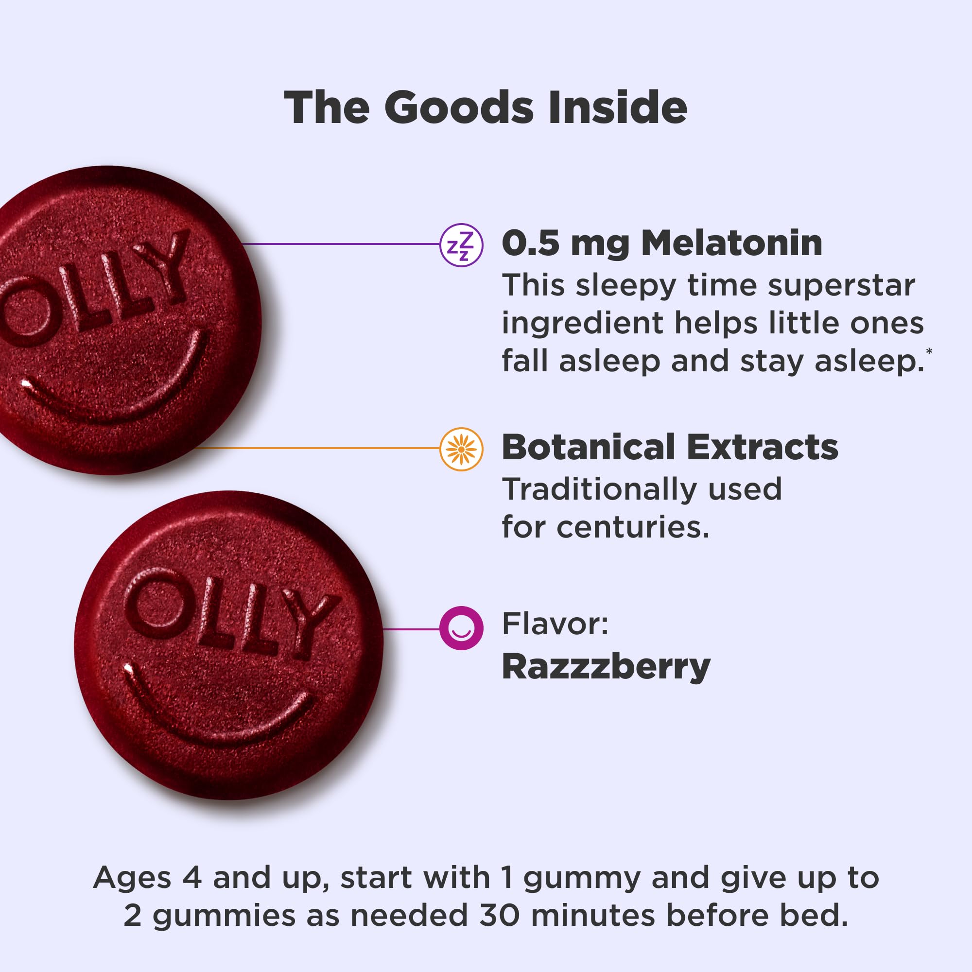 Foto 3 pulgar | Gominolas Para Dormir Olly Kids, 0,5 Mg De Melatonina Con L Teanina, 70 Unidades - Venta Internacional.