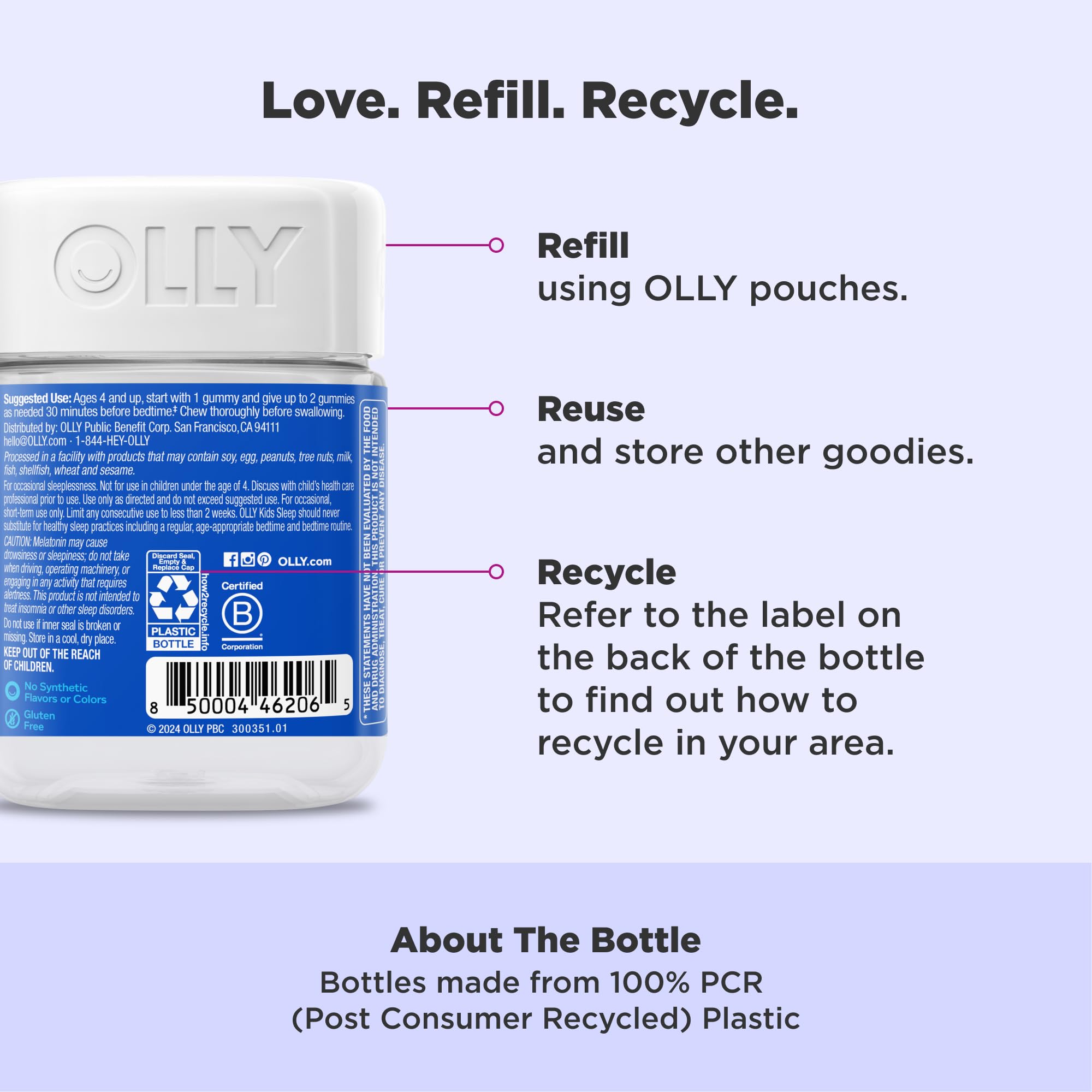 Foto 5 pulgar | Gominolas Para Dormir Olly Kids, 0,5 Mg De Melatonina Con L Teanina, 70 Unidades - Venta Internacional.