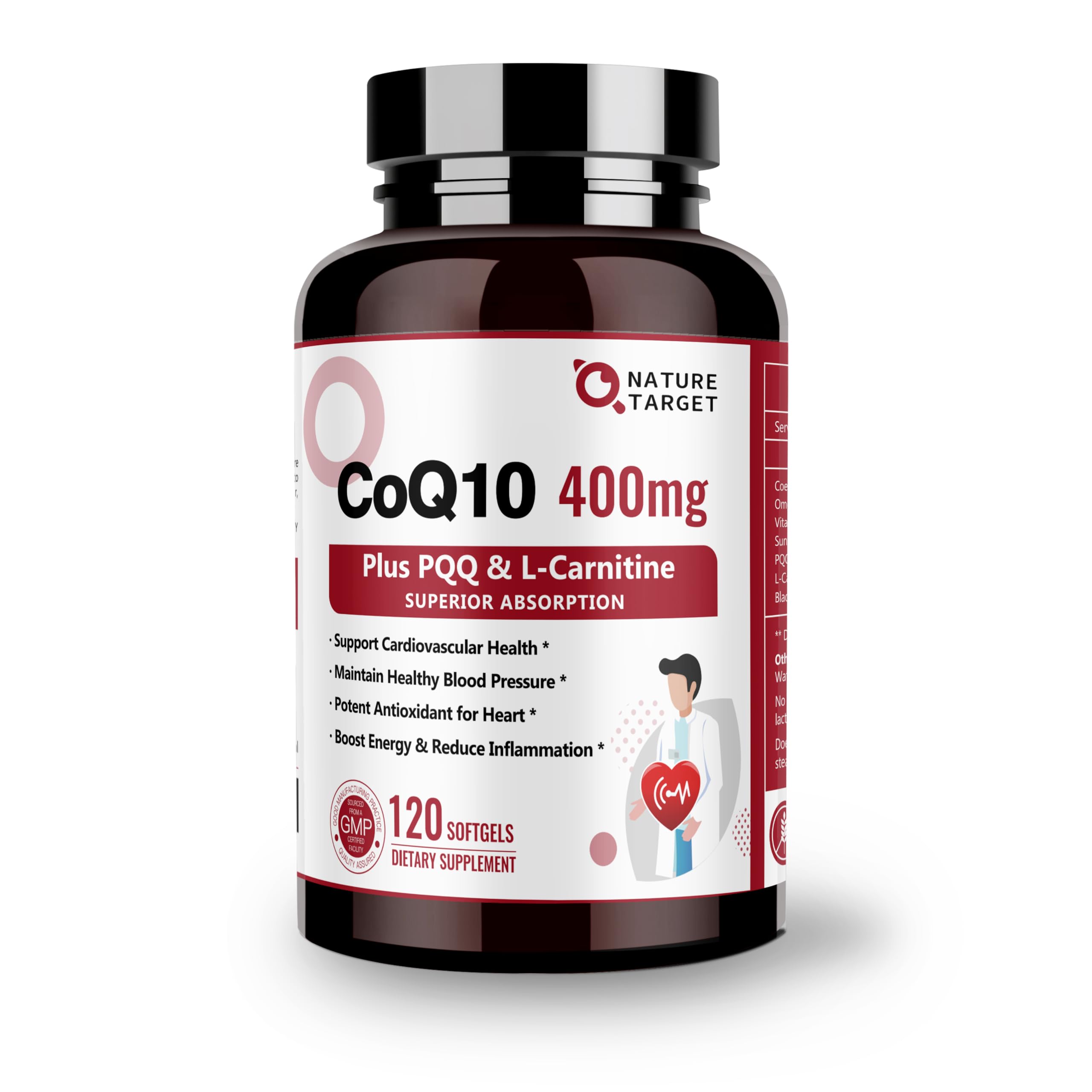 Foto 2 pulgar | Suplemento Nature Target Coq10-400 Mg Con Pqq, Omega-3 Y L-carnitina - Venta Internacional.