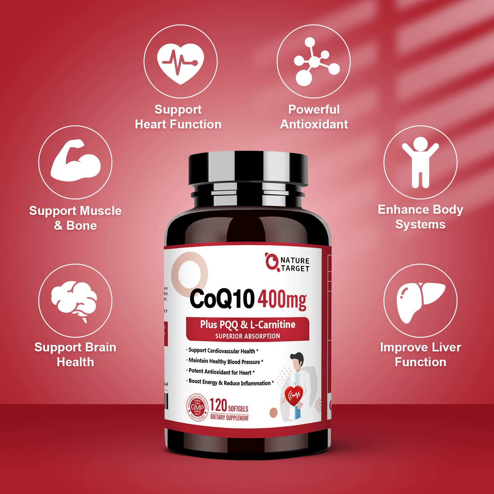 Foto 4 pulgar | Suplemento Nature Target Coq10-400 Mg Con Pqq, Omega-3 Y L-carnitina - Venta Internacional.