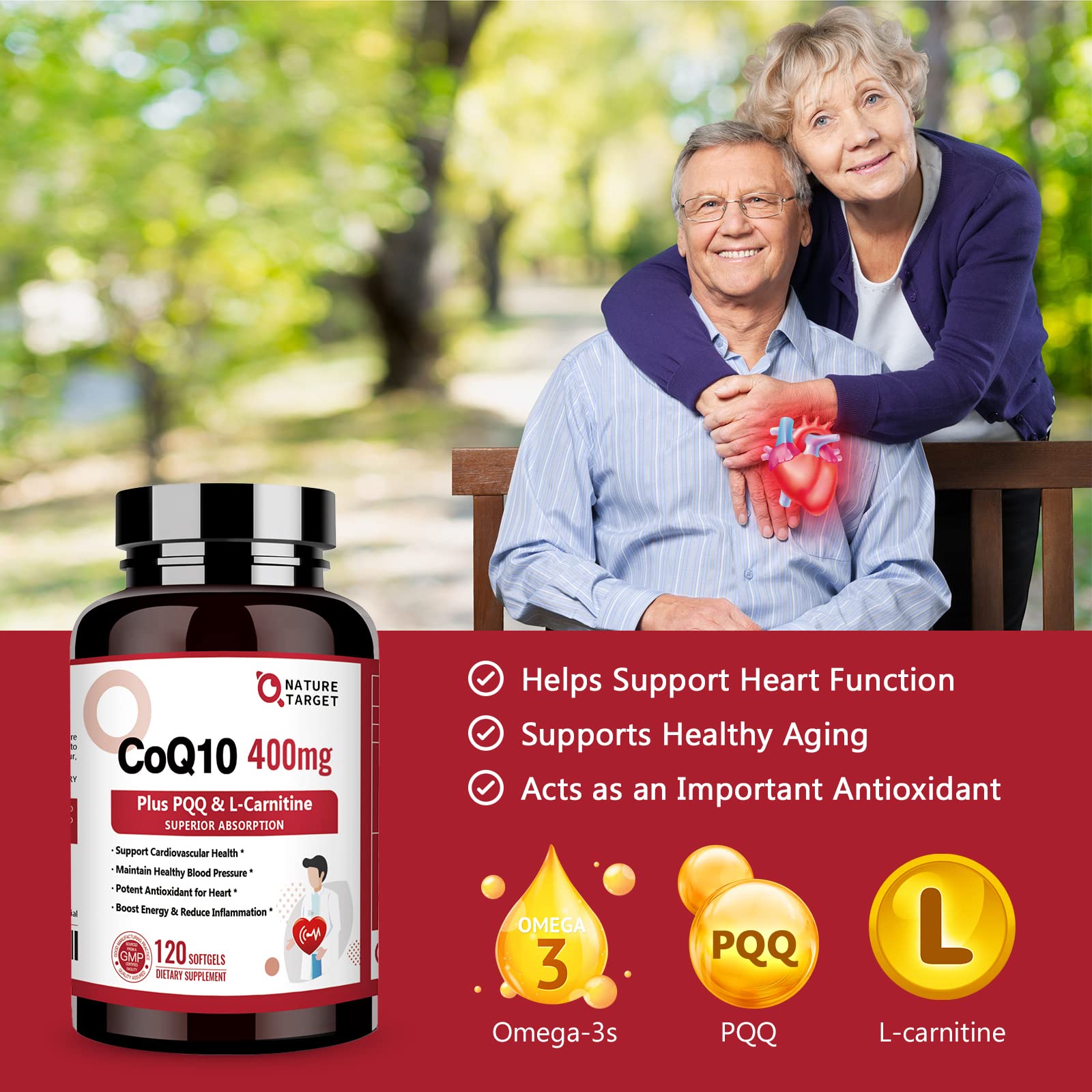 Foto 7 pulgar | Suplemento Nature Target Coq10-400 Mg Con Pqq, Omega-3 Y L-carnitina - Venta Internacional.