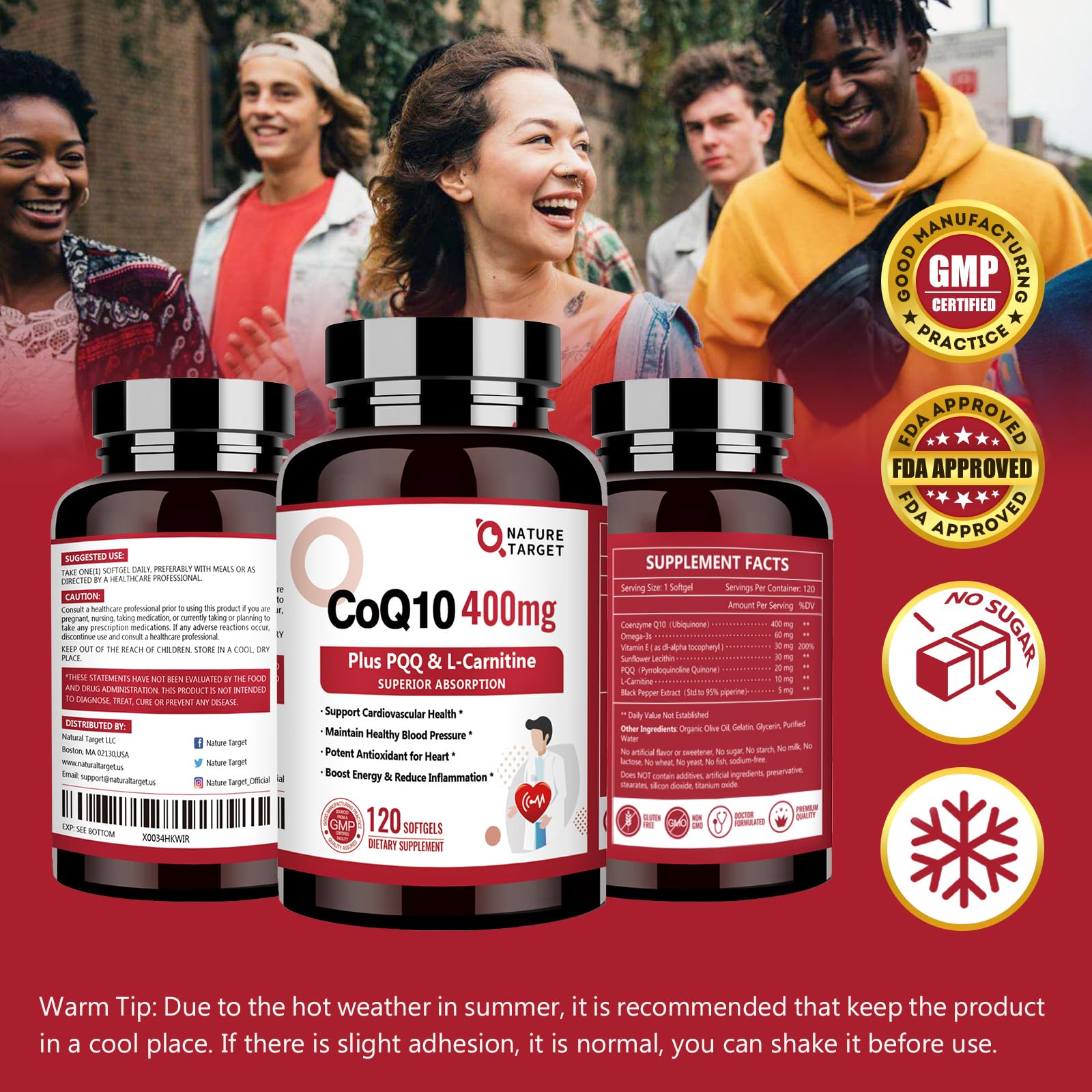 Foto 8 pulgar | Suplemento Nature Target Coq10-400 Mg Con Pqq, Omega-3 Y L-carnitina - Venta Internacional.