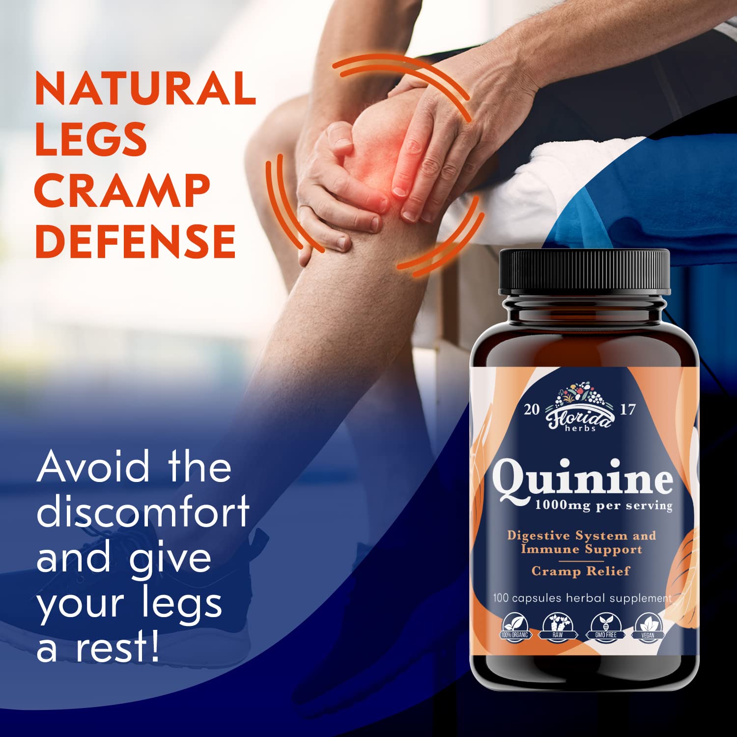 Foto 4 pulgar | Suplemento Florida Herbs Leg Cramps Defense, 1000 Mg, 110 Cápsulas - Venta Internacional.