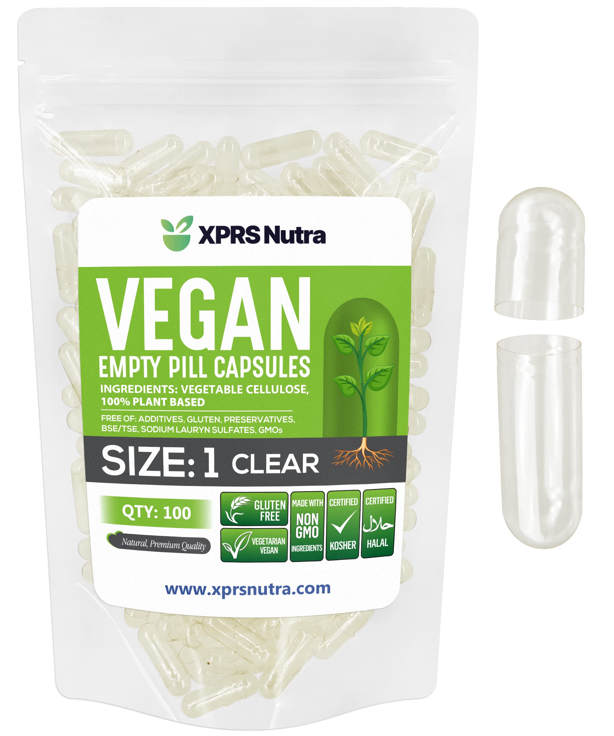 Foto 2 pulgar | Cápsulas Vacías Xprs Nutra, Tamaño 1, 100 Unidades, Transparentes, Veganas - Venta Internacional.