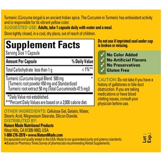 Foto 2 | Suplemento Natural De Cúrcuma, 500 Mg, Cápsulas, 60 Unidades - Venta Internacional.