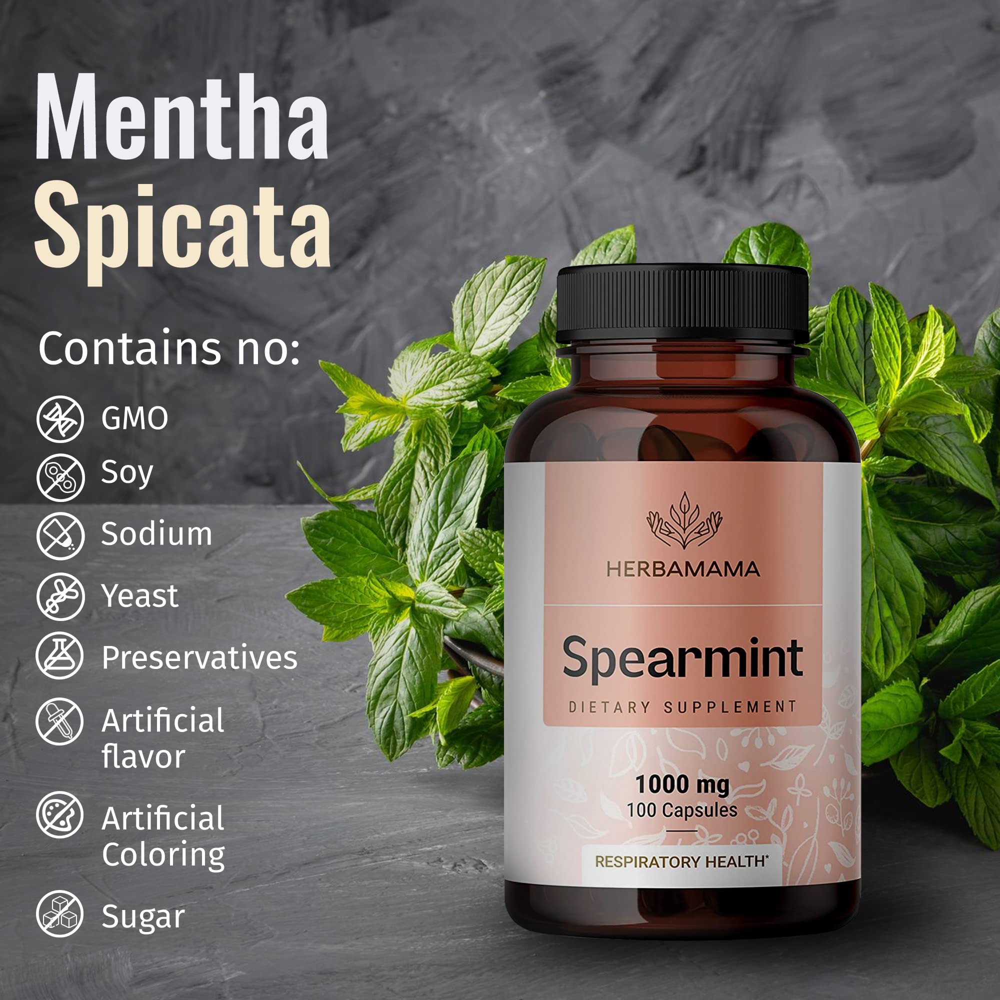 Foto 5 pulgar | Suplemento Herbamama De Hierbabuena, 100 Cápsulas, 1000 Mg, Orgánico - Venta Internacional.