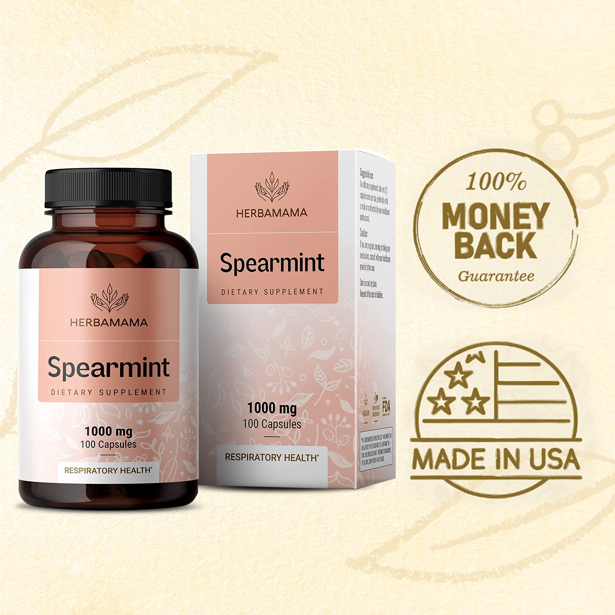 Foto 6 | Suplemento Herbamama De Hierbabuena, 100 Cápsulas, 1000 Mg, Orgánico - Venta Internacional.