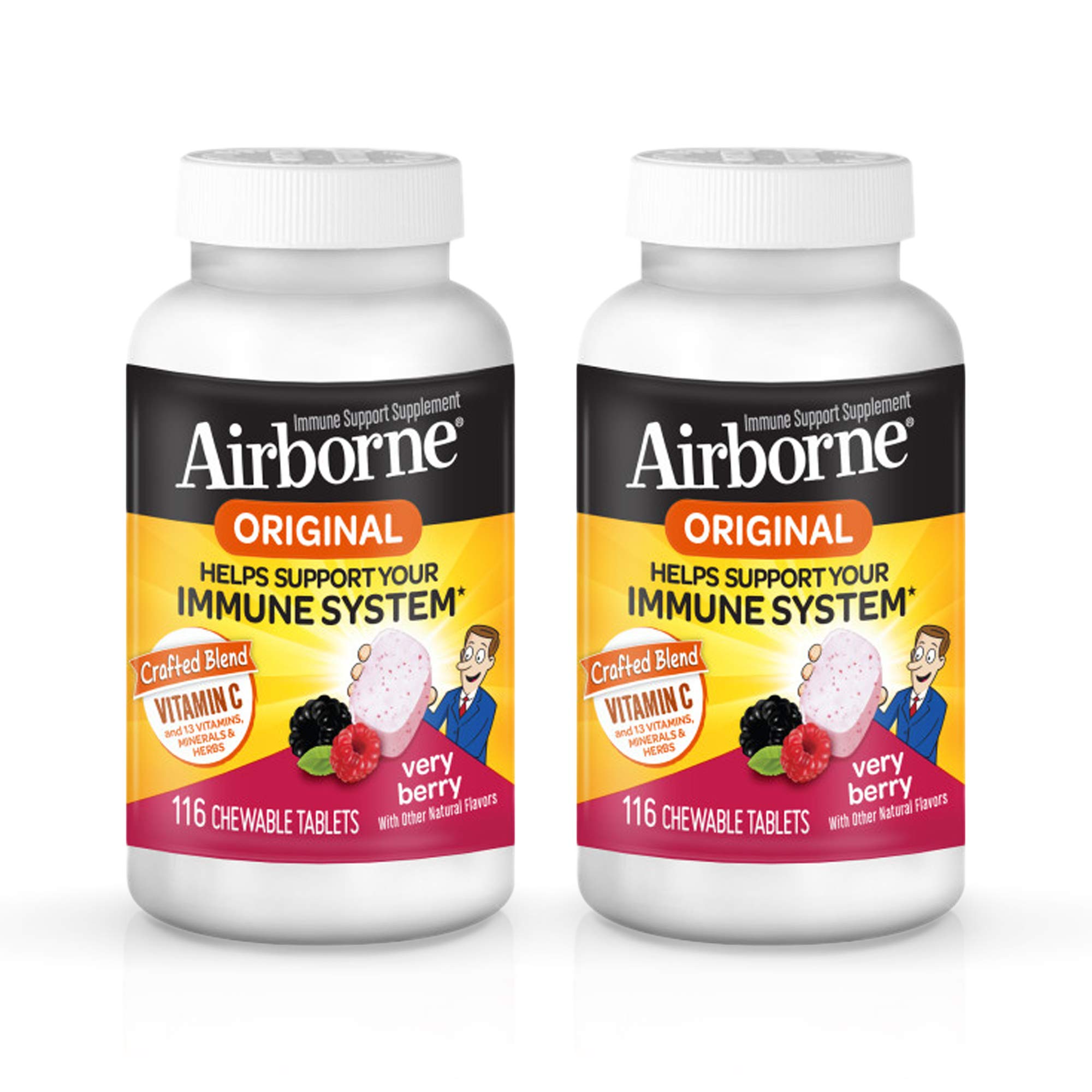 Foto 2 pulgar | Suplemento: Tabletas Masticables Airborne Berry 116x2 1000 Mg - Venta Internacional.