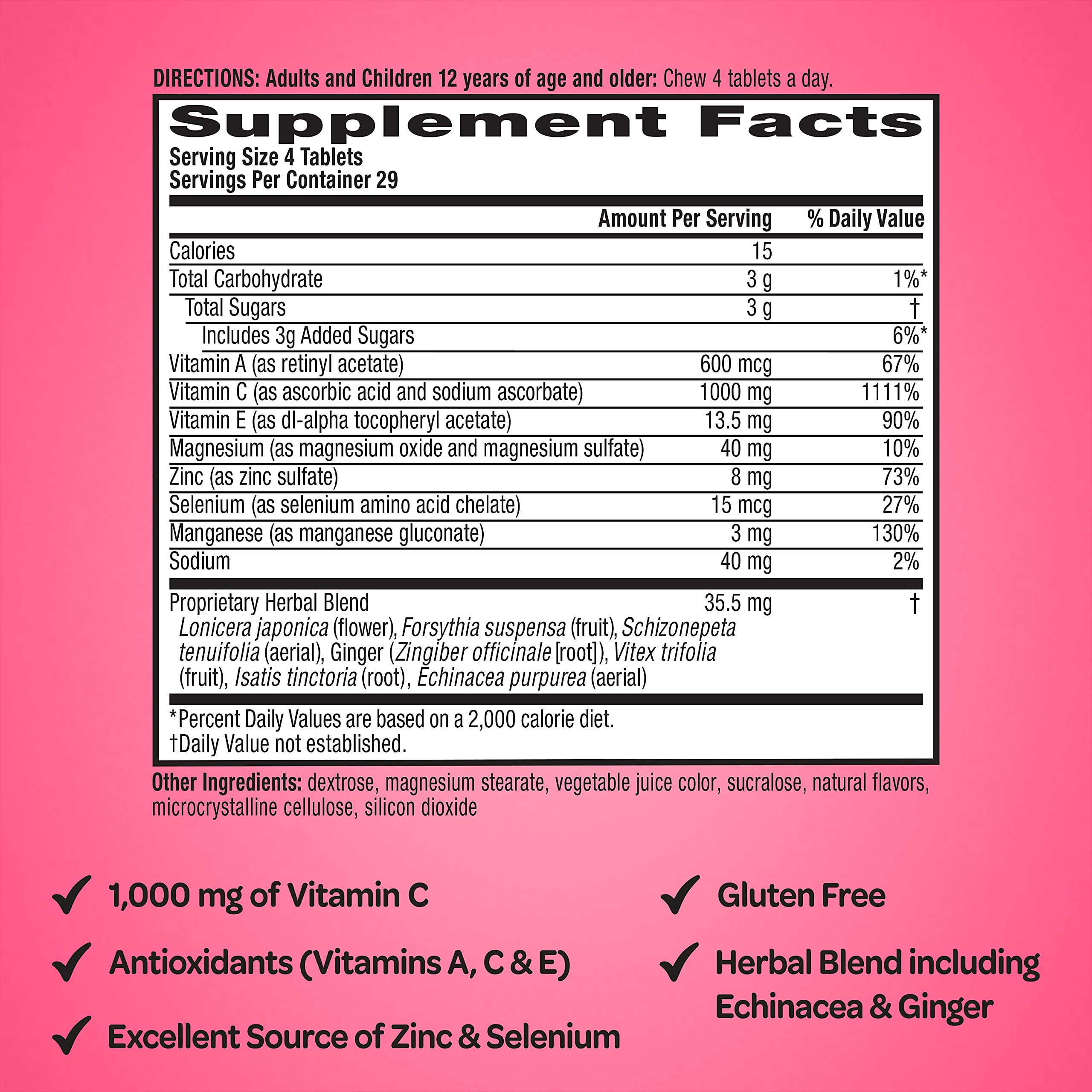 Foto 4 pulgar | Suplemento: Tabletas Masticables Airborne Berry 116x2 1000 Mg - Venta Internacional.