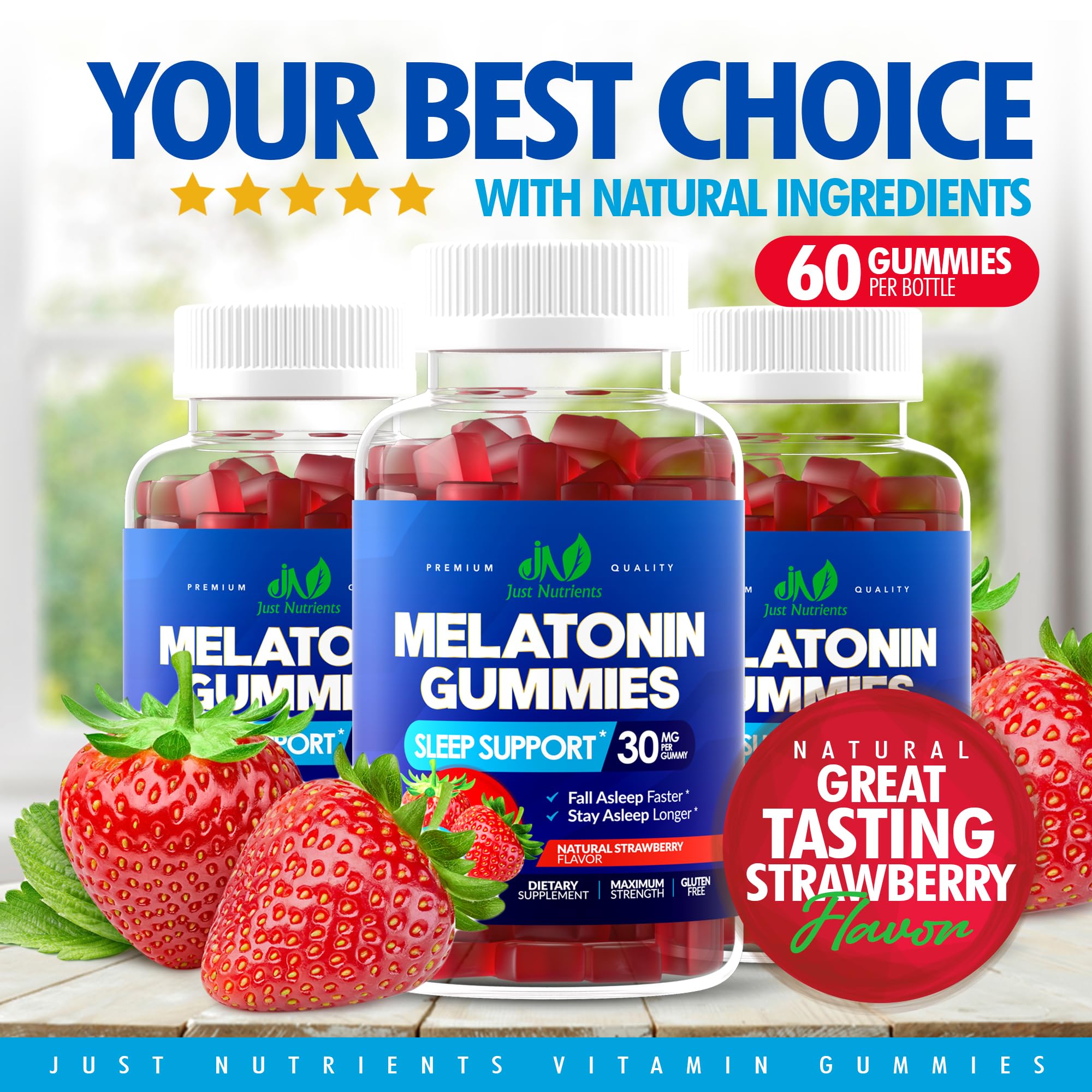 Foto 5 pulgar | Gomitas De Melatonina Just Nutrients 30 Mg Para Adultos, 60 Porciones - Venta Internacional.