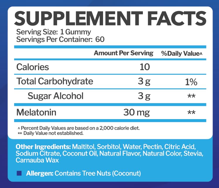 Foto 6 pulgar | Gomitas De Melatonina Just Nutrients 30 Mg Para Adultos, 60 Porciones - Venta Internacional.