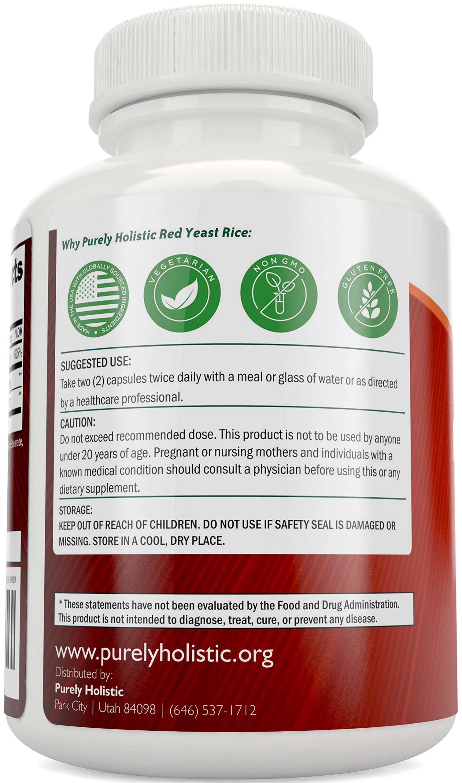Foto 4 pulgar | Complemente 1200 Mg De Arroz De Levadura Roja Purely Holistic Con Coq10 Y Niacina - Venta Internacional.