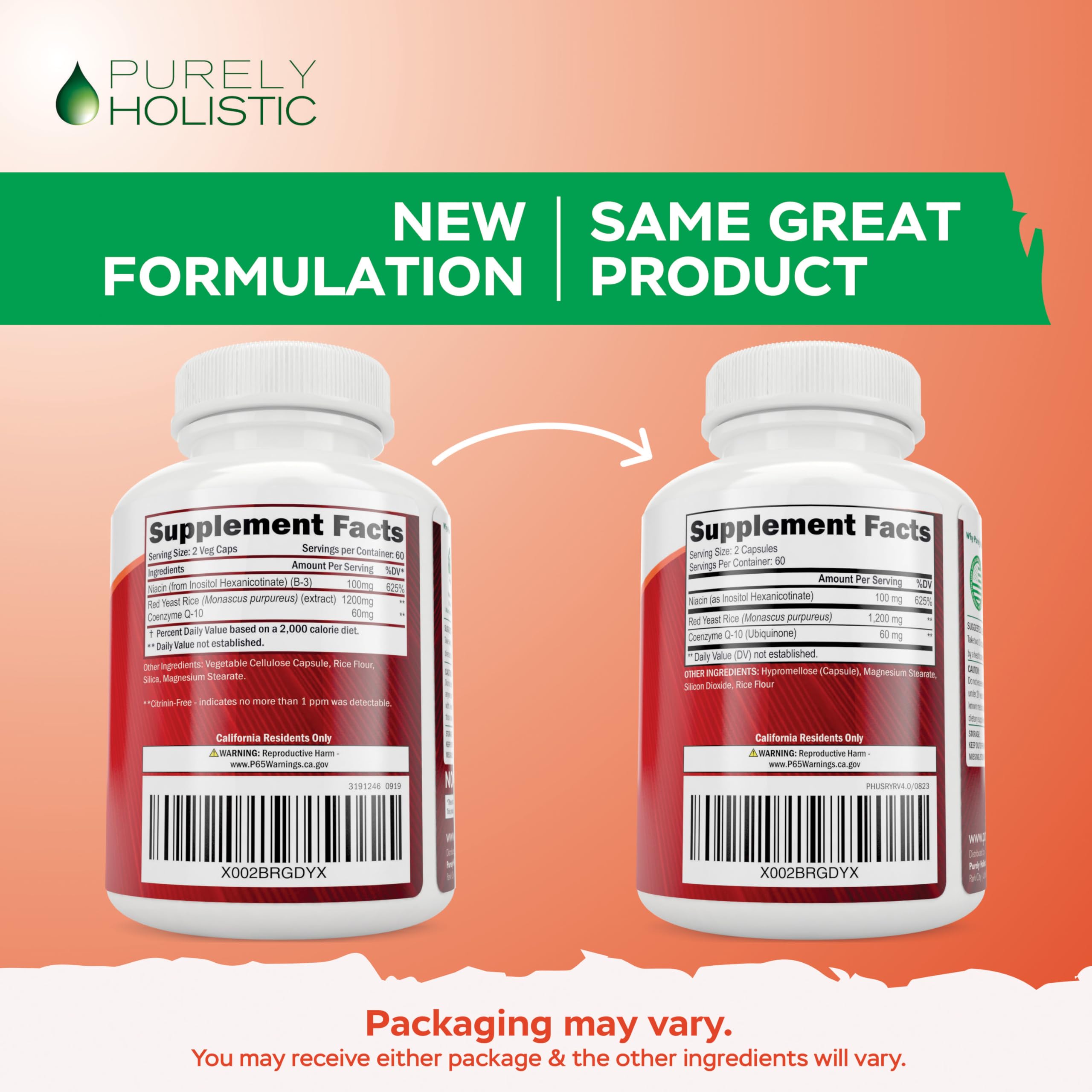 Foto 8 pulgar | Complemente 1200 Mg De Arroz De Levadura Roja Purely Holistic Con Coq10 Y Niacina - Venta Internacional.