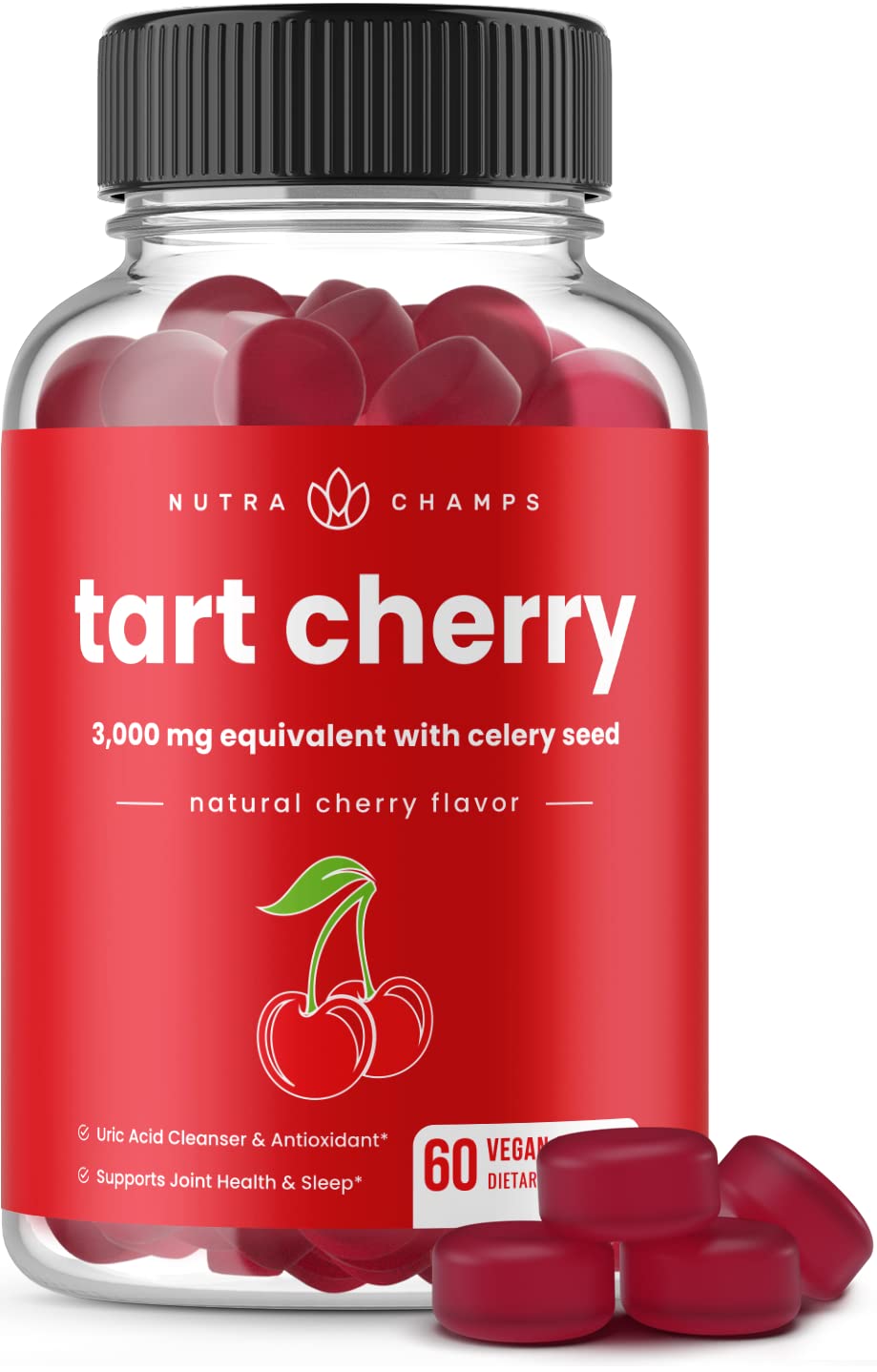 Foto 2 pulgar | Suplemento Nutrachamps Tart Cherry Gummies 60 Gomitas Veganas - Venta Internacional.