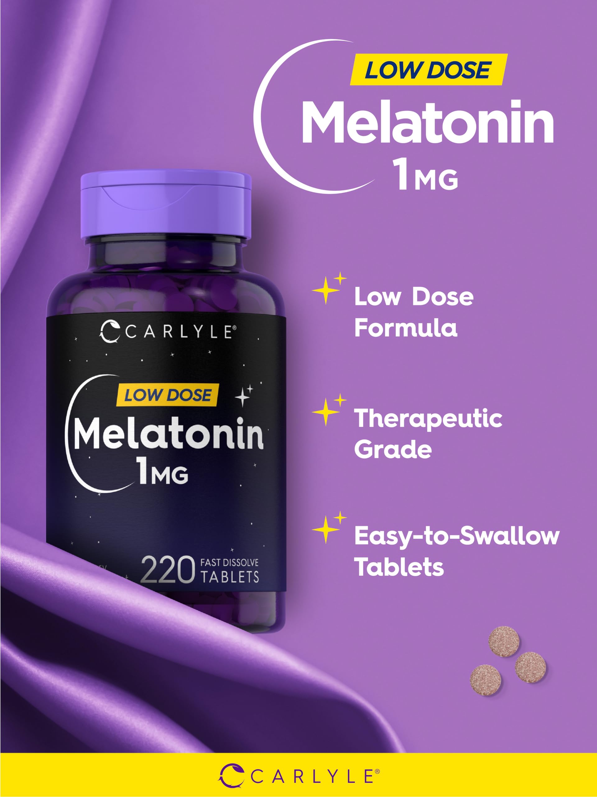 Foto 4 | Melatonina Carlyle 1 Mg 220 Comprimidos De Disolución Rápida - Venta Internacional.