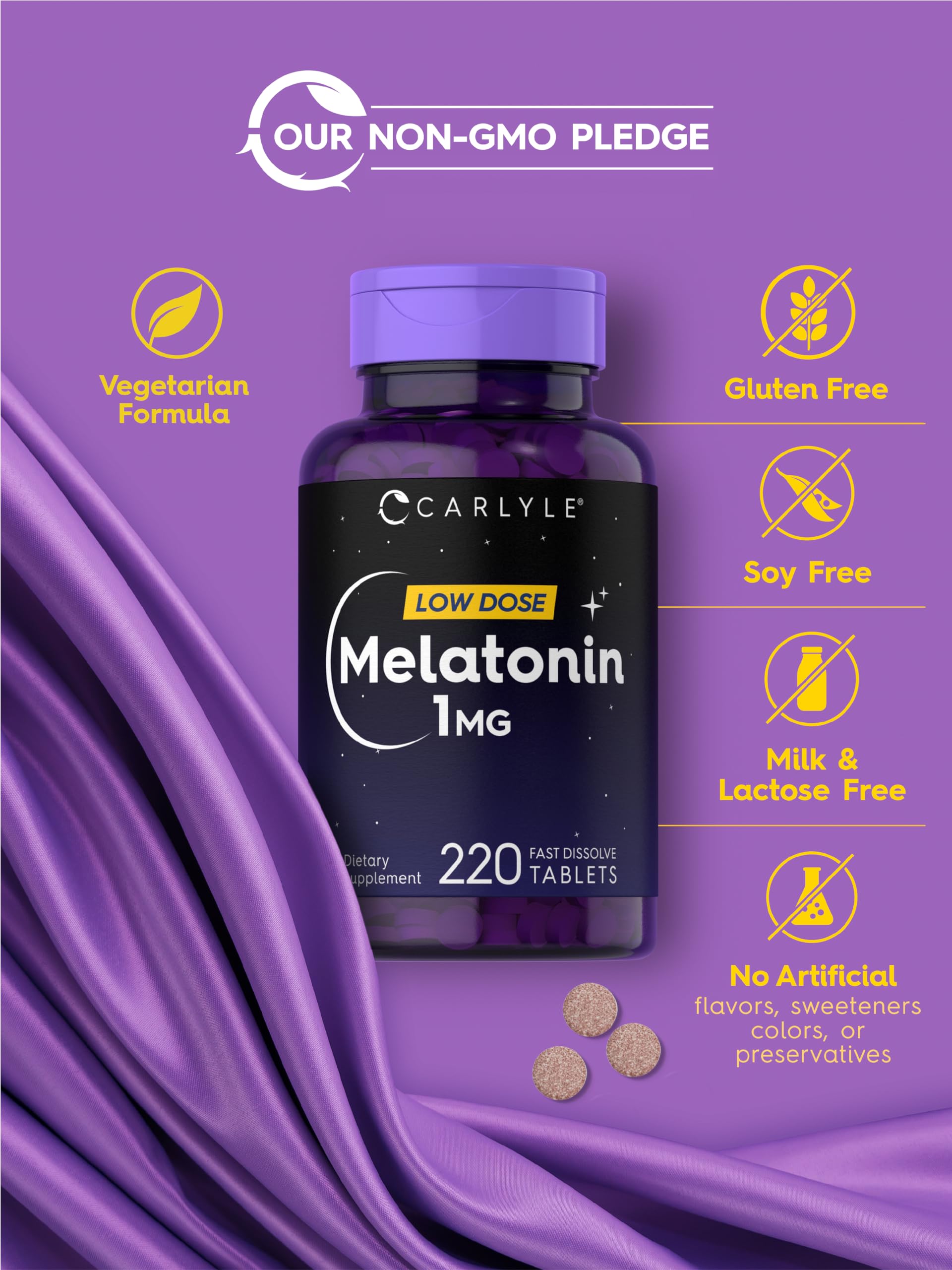Foto 5 | Melatonina Carlyle 1 Mg 220 Comprimidos De Disolución Rápida - Venta Internacional.