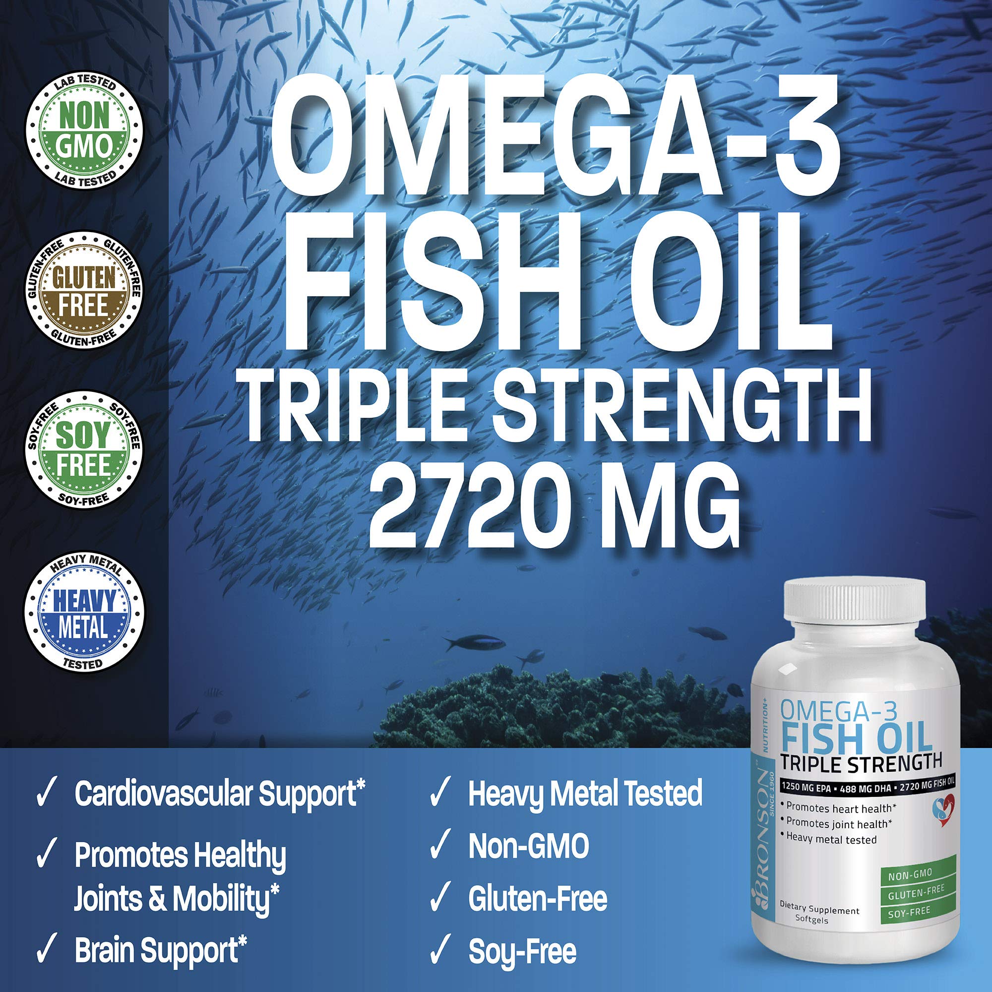Foto 4 pulgar | Suplemento De Aceite De Pescado Bronson Omega 3 De Triple Concentración 2720 Mg - Venta Internacional.