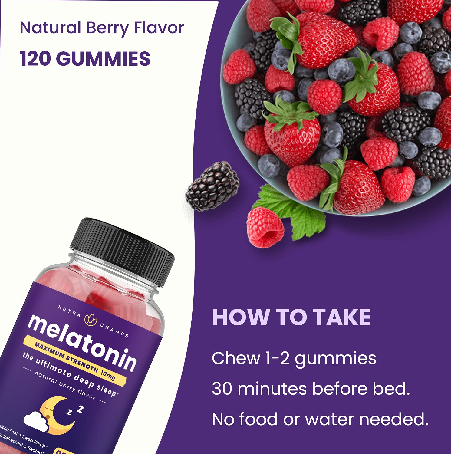 Foto 5 pulgar | Gomitas De Melatonina Nutrachamps Extra Strength (paquete De 2), 5 Mg/10 Mg - Venta Internacional.