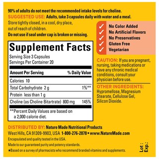 Foto 5 | Suplementos Nature Made Choline 800 Mg 60 Cápsulas - Venta Internacional.
