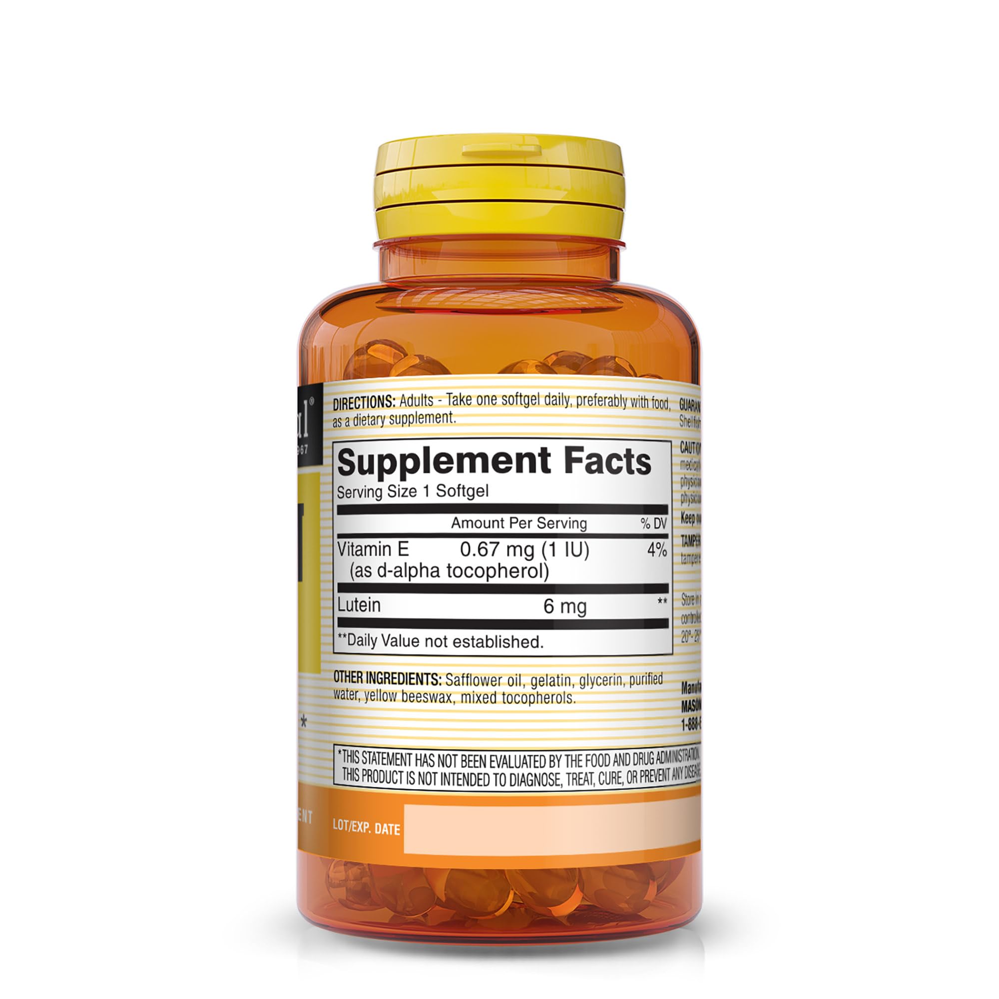 Foto 3 pulgar | Suplemento Mason Natural Luteína 6 Mg Con Vitamina E 60 Cápsulas Blandas - Venta Internacional.