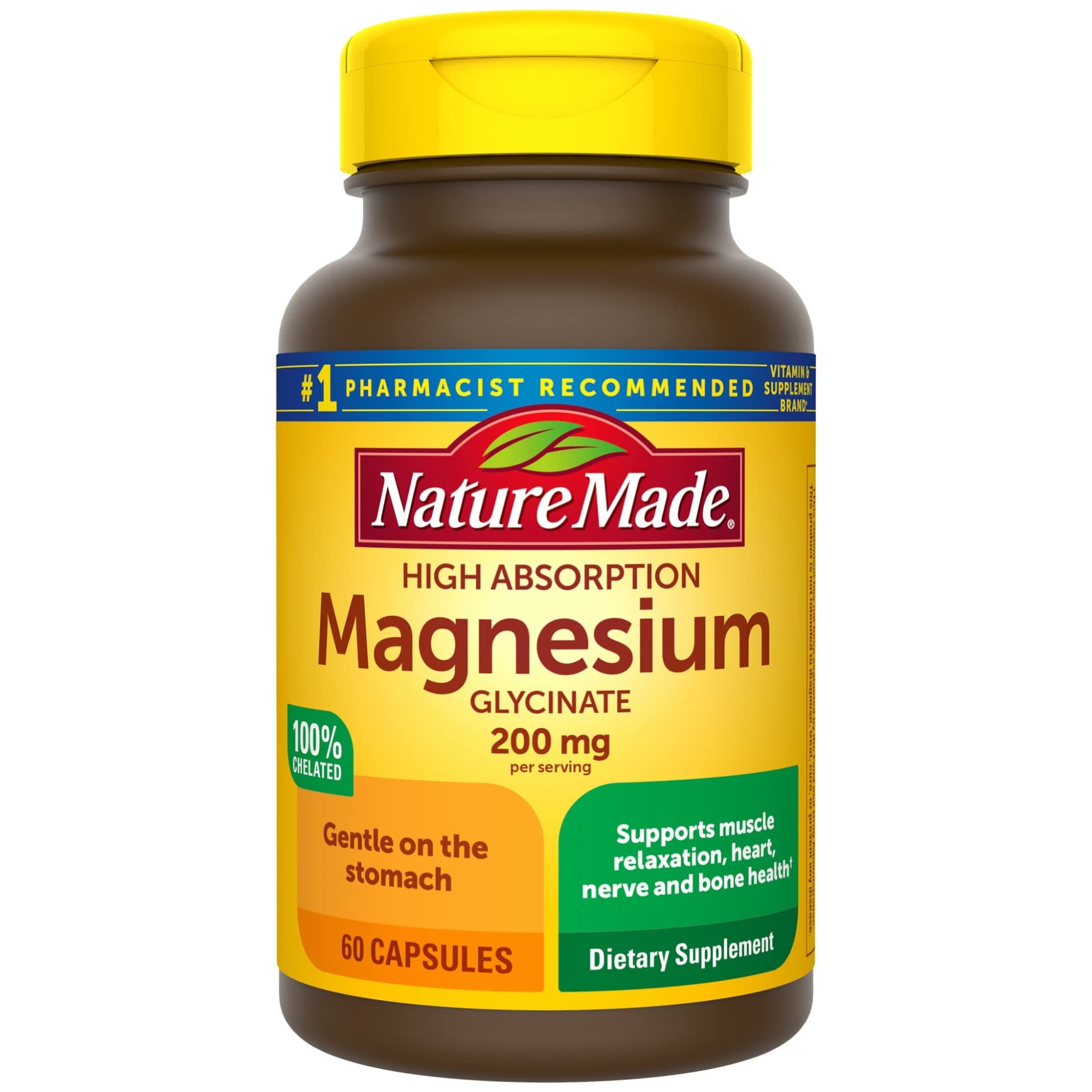Foto 2 pulgar | Suplemento De Glicinato De Magnesio Nature Made 200 Mg 60 Cápsulas - Venta Internacional.