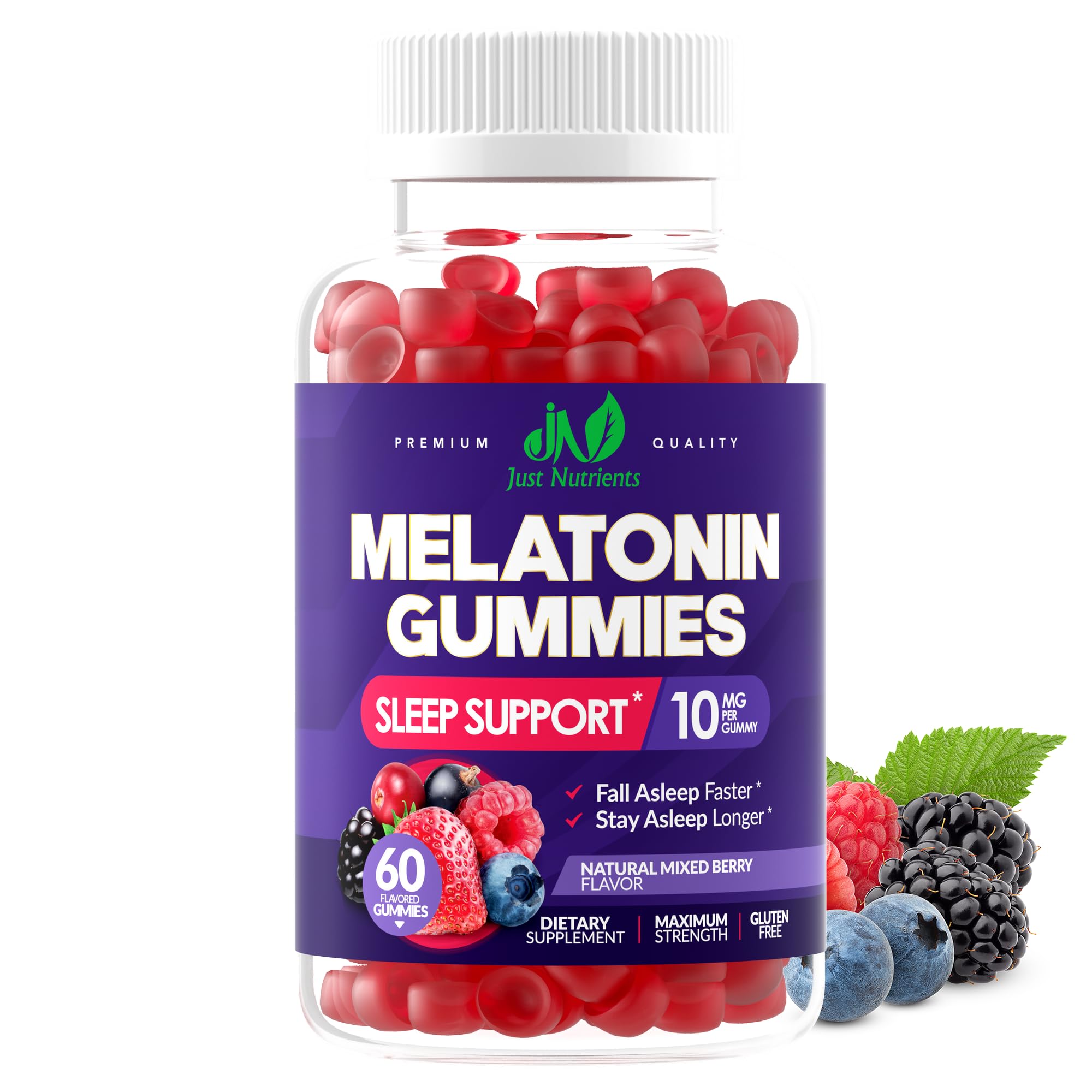 Foto 2 pulgar | Gomitas Supplement Just Nutrients Con Melatonina, 10 Mg, 60 Unidades - Venta Internacional.