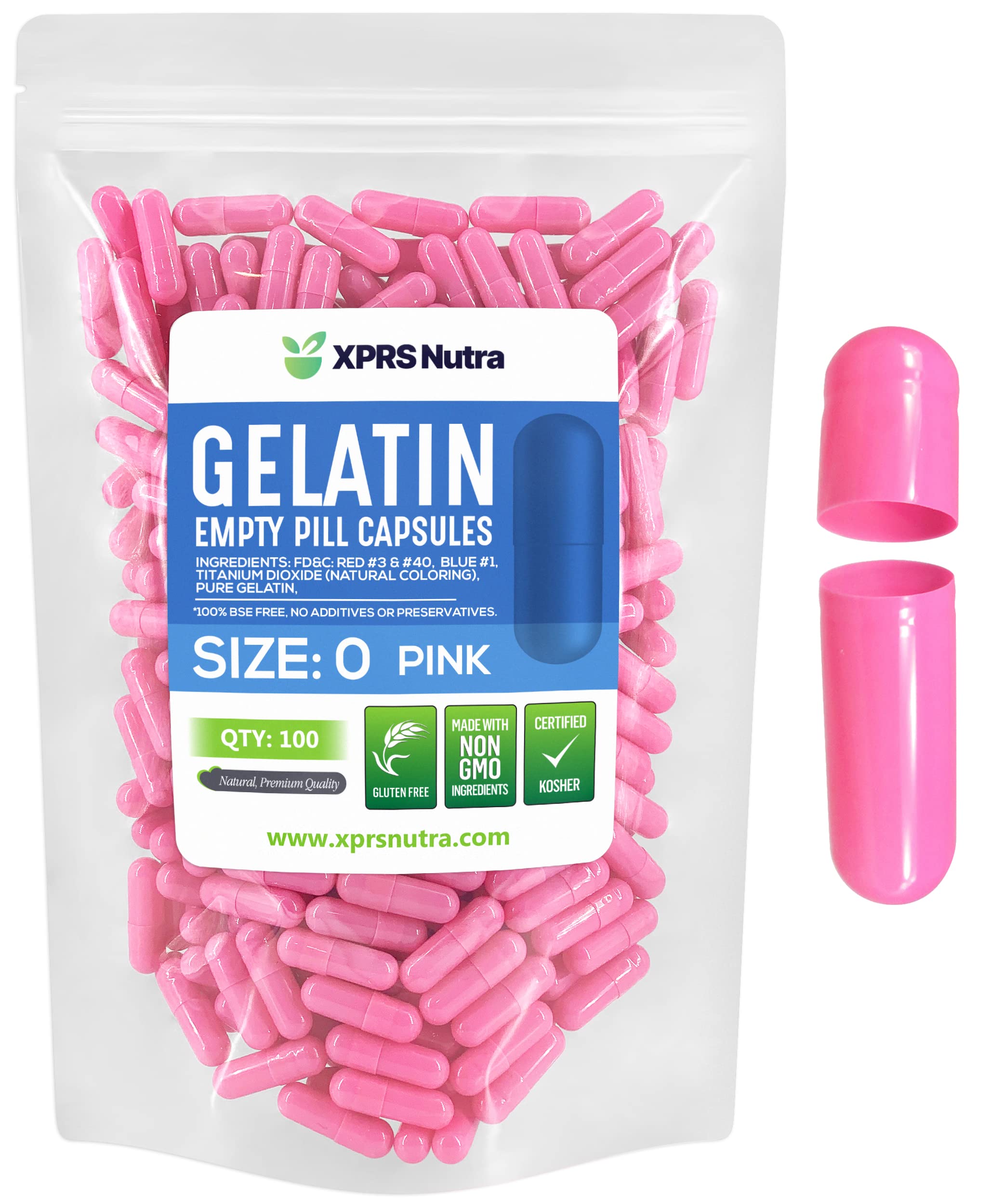 Foto 2 pulgar | Cápsulas Vacías Xprs Nutra, Tamaño 0 — 100 Unidades, Gelatina Rosa - Venta Internacional.