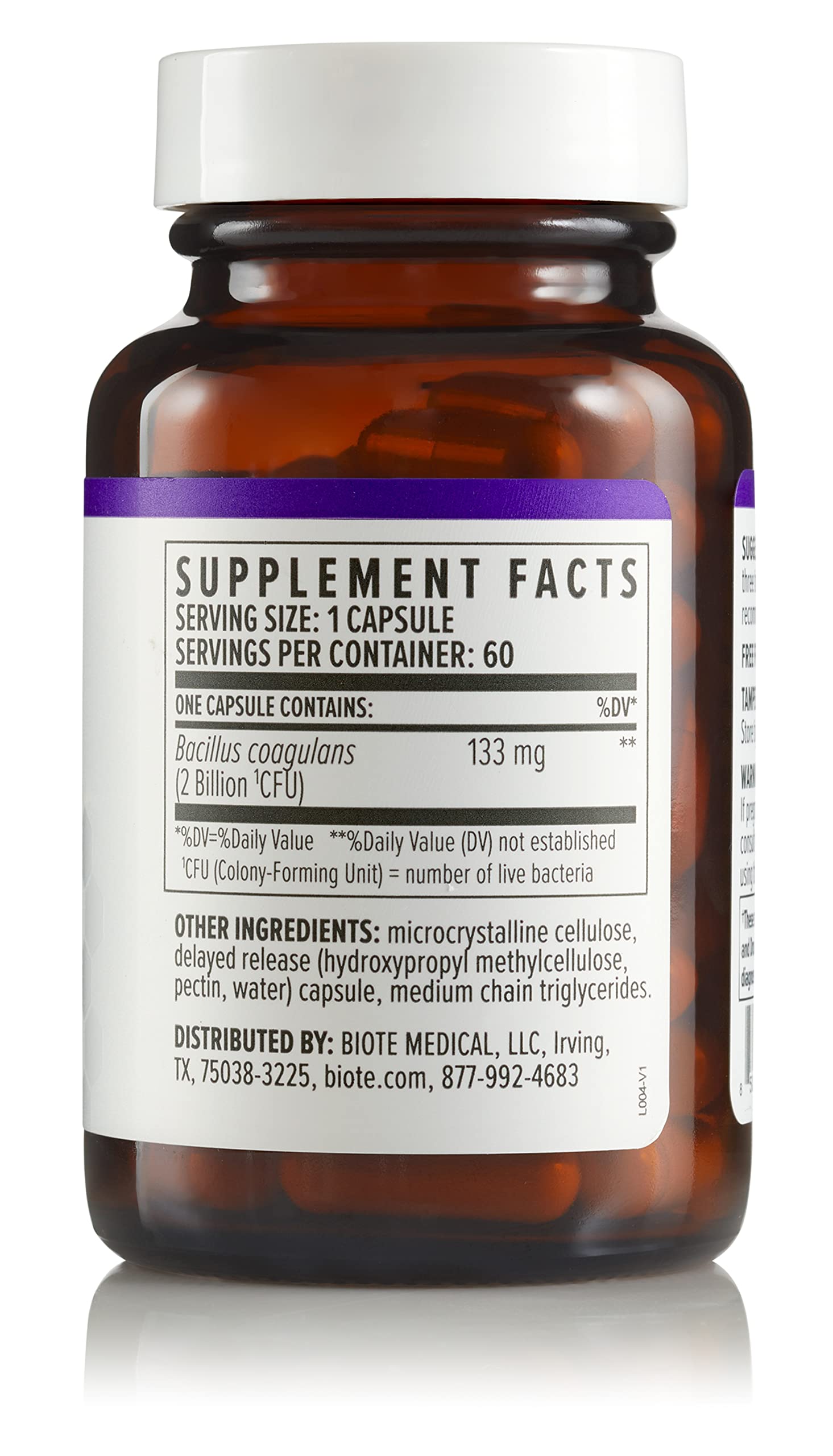 Foto 4 pulgar | Suplemento Biote Nutracéuticos Bacillus Coagulans 60 Cápsulas - Venta Internacional.