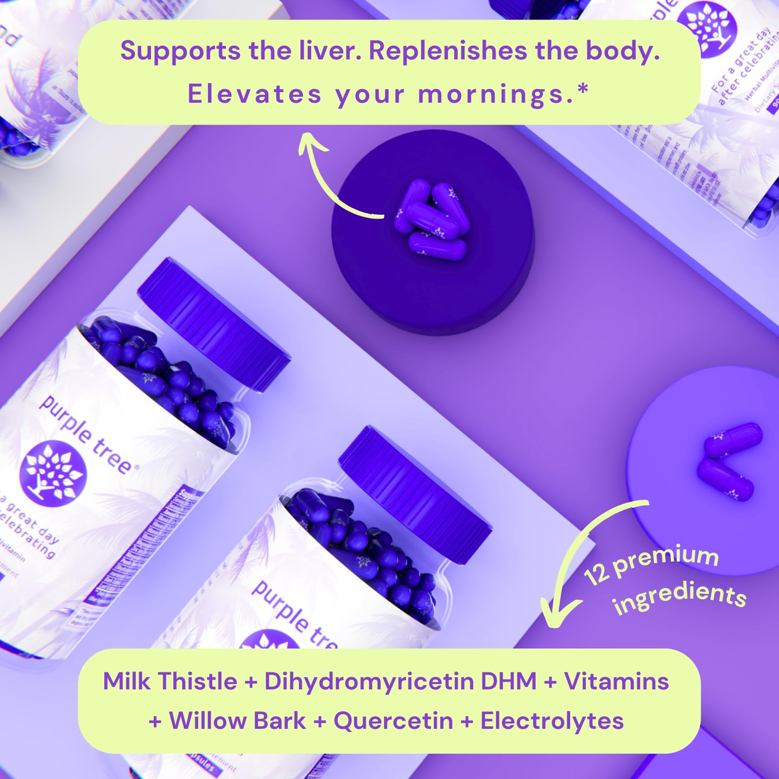 Foto 4 pulgar | Multivitamínico A Base De Hierbas Purple Tree Bienestar Después De La Celebración - Venta Internacional.