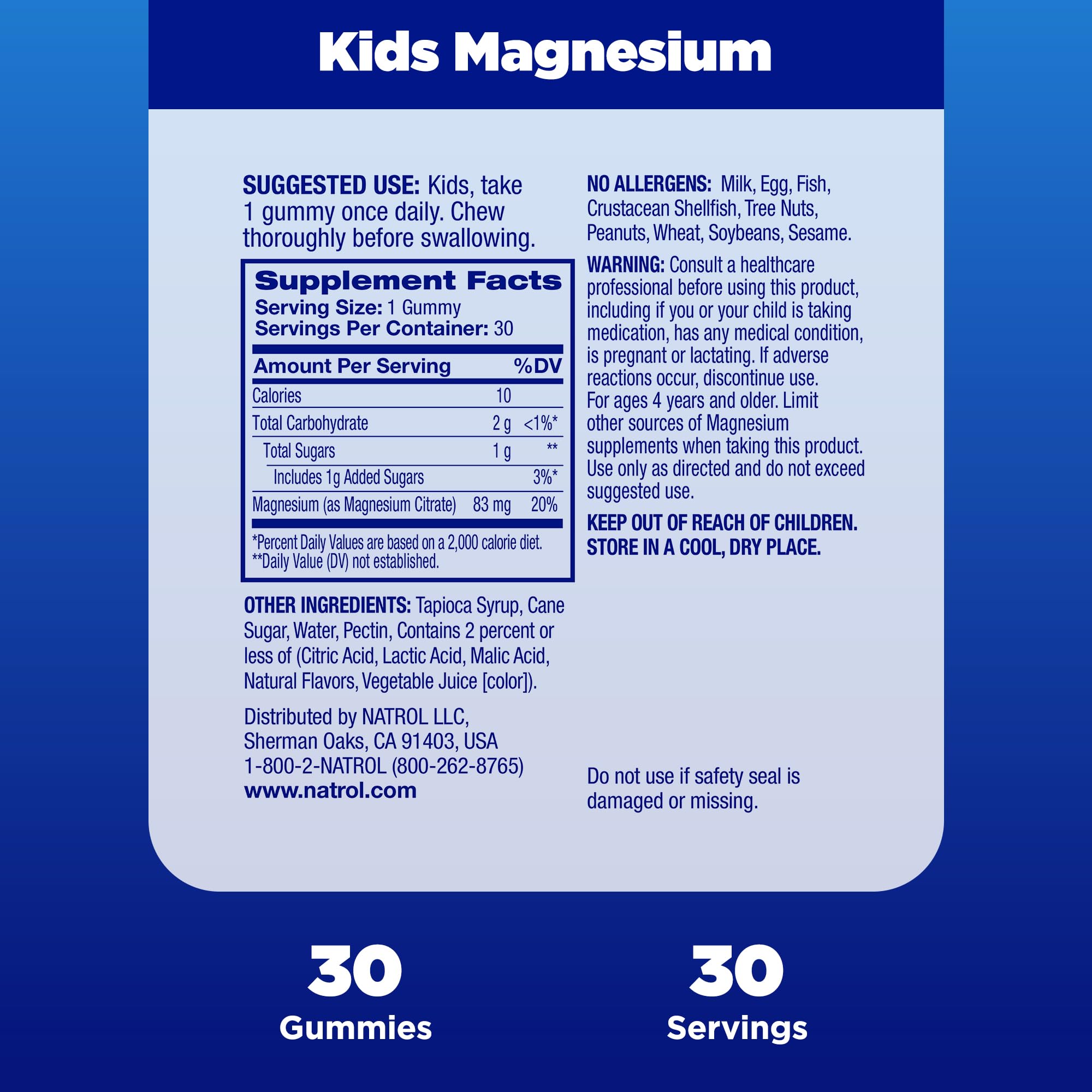Foto 6 pulgar | Suplemento Natrol Kids, Gomitas De Citrato De Magnesio, 30 Unidades - Venta Internacional.