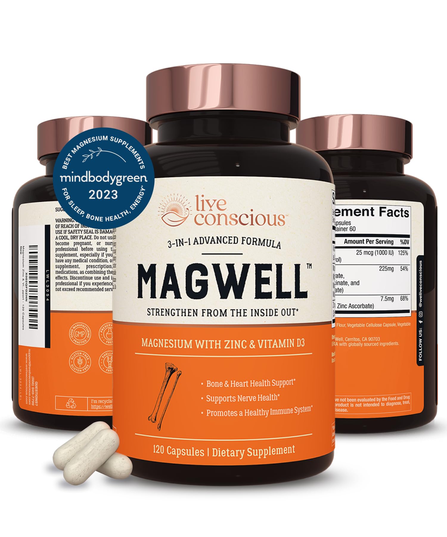 Foto 2 pulgar | Suplemento Live Conscious Magwell De Magnesio, Zinc Y Vitamina D3 - Venta Internacional.