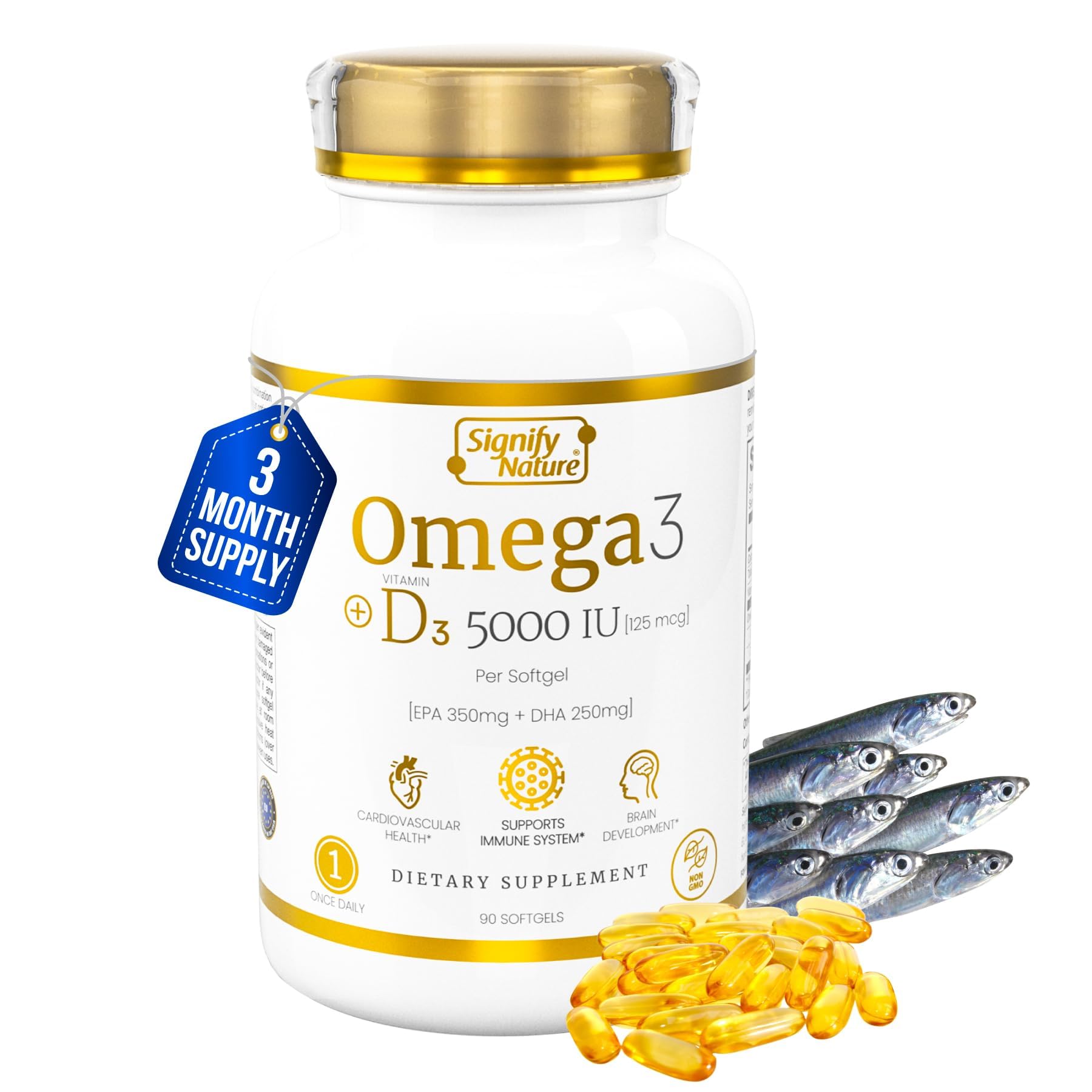 Foto 2 pulgar | Suplemento De Aceite De Pescado Omega 3 De Signify Nature Con Vitamina D3 5000 Ui - Venta Internacional.