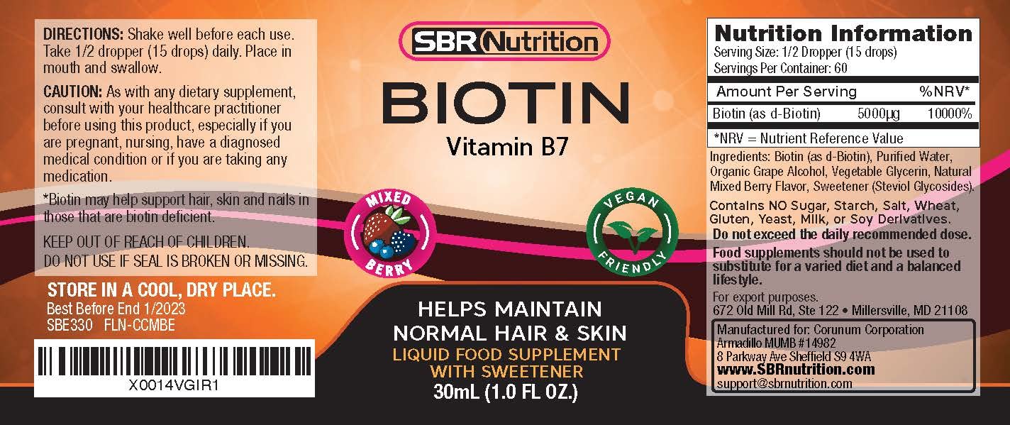 Foto 3 pulgar | Gotas Líquidas De Biotina Sbr Nutrition 5000 Mcg 30 Ml Mixed Berry - Venta Internacional.