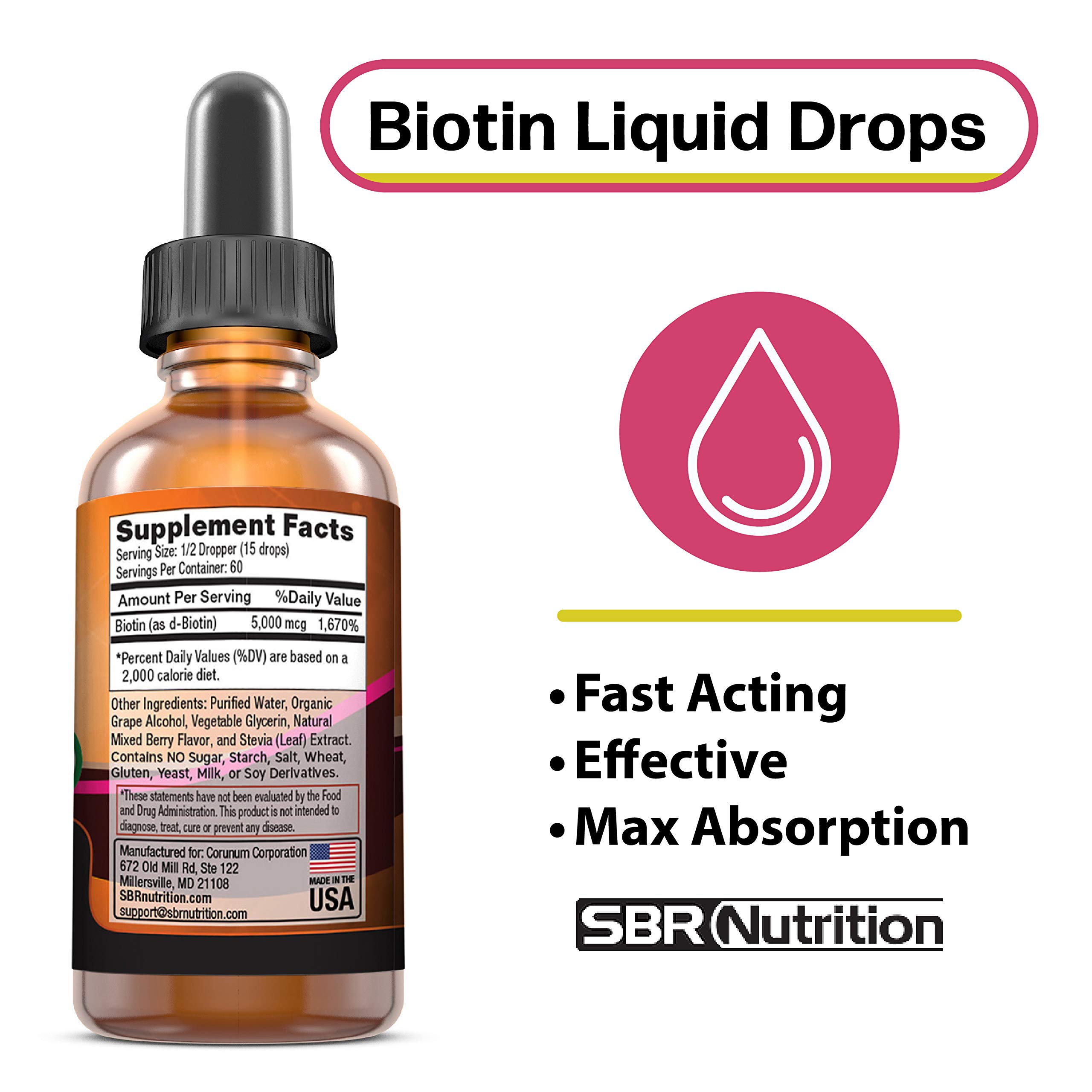 Foto 4 pulgar | Gotas Líquidas De Biotina Sbr Nutrition 5000 Mcg 30 Ml Mixed Berry - Venta Internacional.