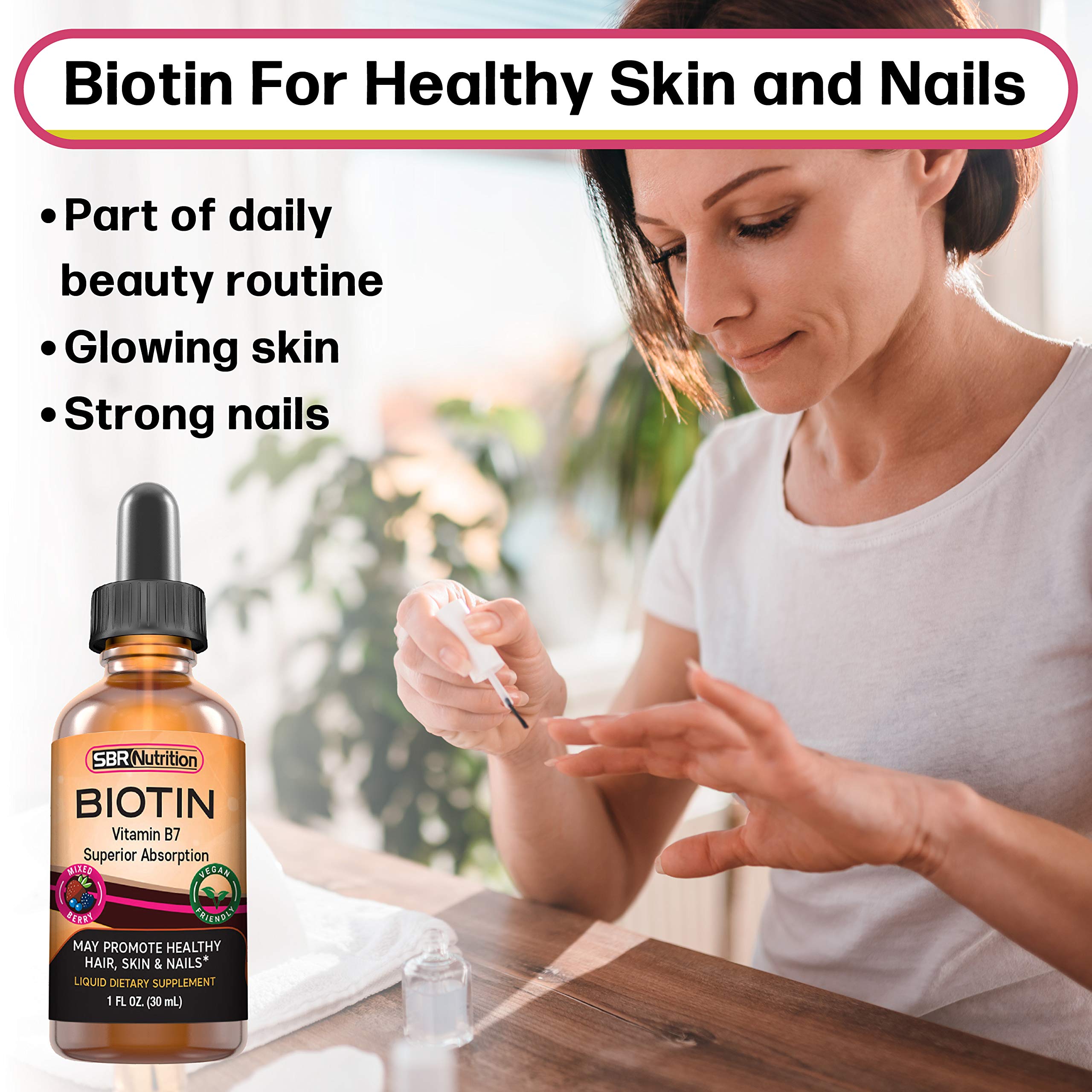 Foto 7 pulgar | Gotas Líquidas De Biotina Sbr Nutrition 5000 Mcg 30 Ml Mixed Berry - Venta Internacional.