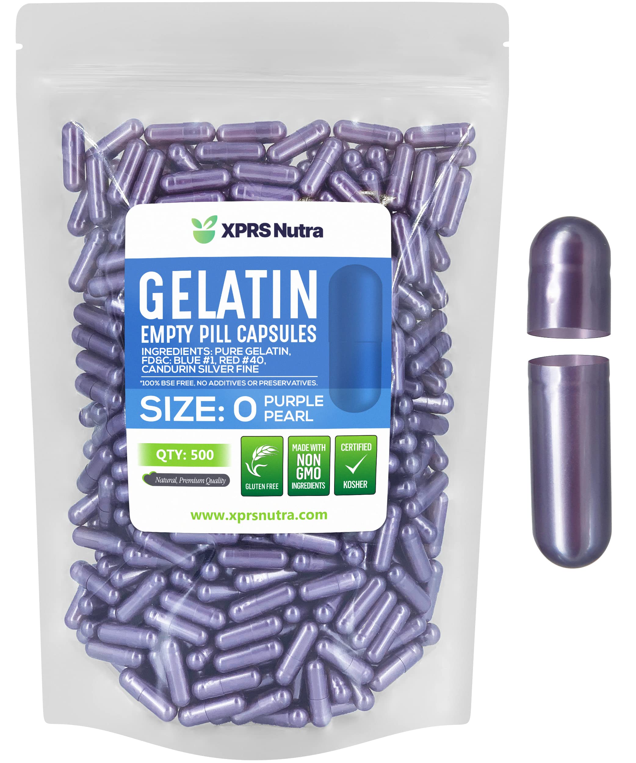 Foto 2 pulgar | Cápsulas Vacías Xprs Nutra, Tamaño 0 A 500 Unidades, Gelatina Morada - Venta Internacional.