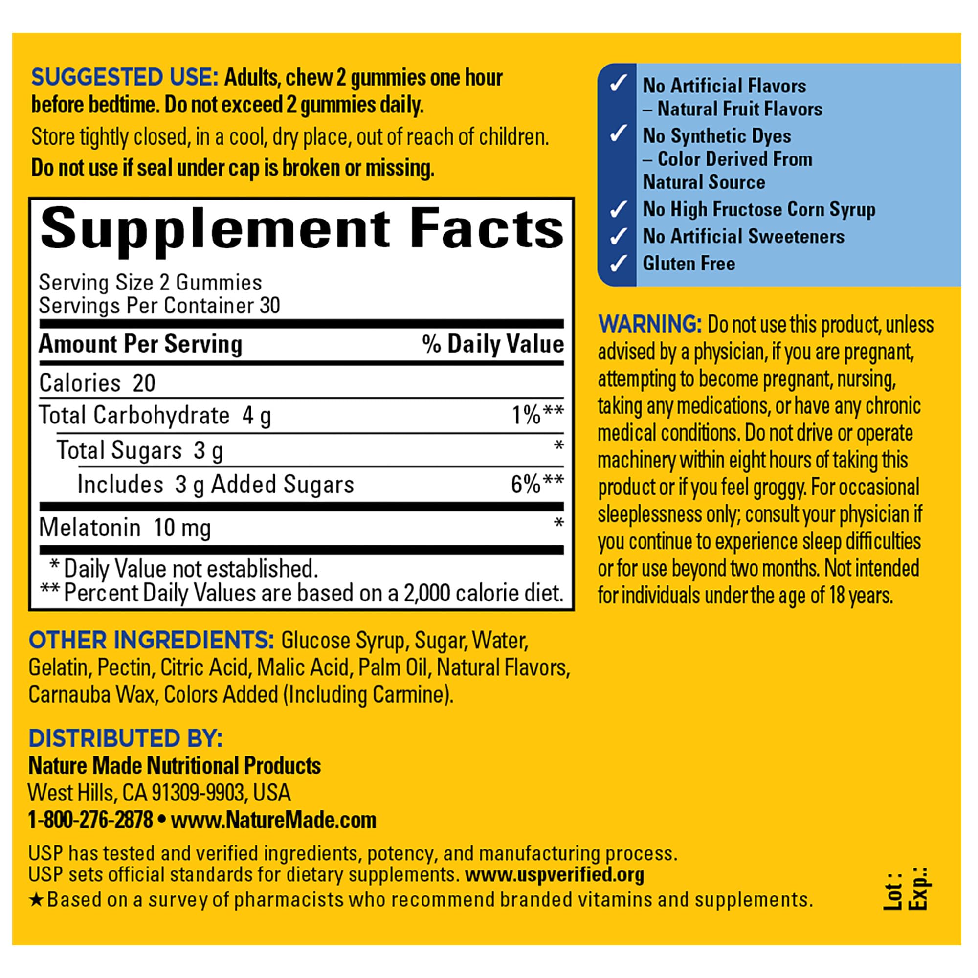 Foto 6 pulgar | Suplemento De Melatonina Natural, 10 Mg, 60 Gomitas - Venta Internacional.