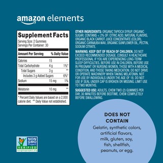 Foto 2 | Suplemento Amazon Elements, Gomitas De Melatonina, 10 Mg, 60 Unidades - Venta Internacional.