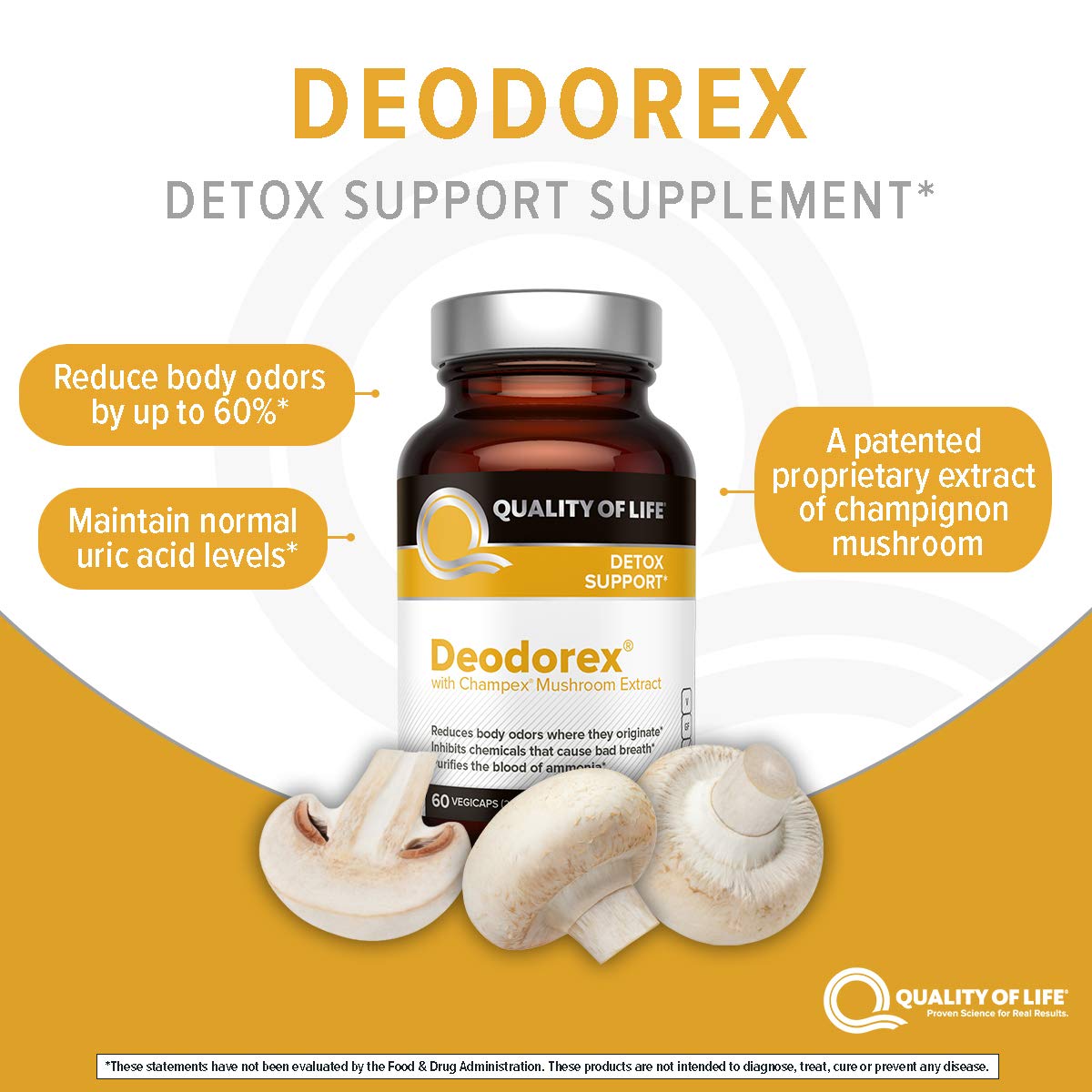 Foto 5 pulgar | Suplemento Quality Of Life Deodorex Detox Support 60 Vegicaps - Venta Internacional.