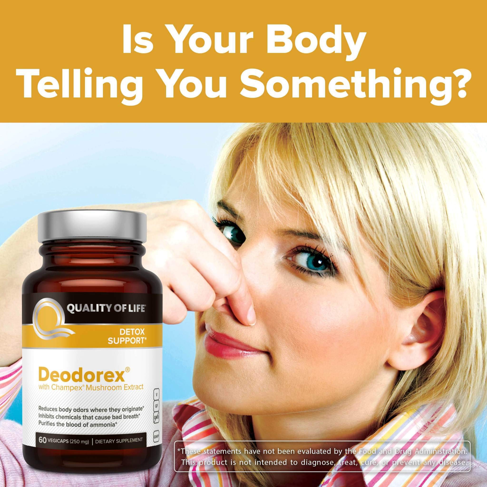 Foto 6 pulgar | Suplemento Quality Of Life Deodorex Detox Support 60 Vegicaps - Venta Internacional.
