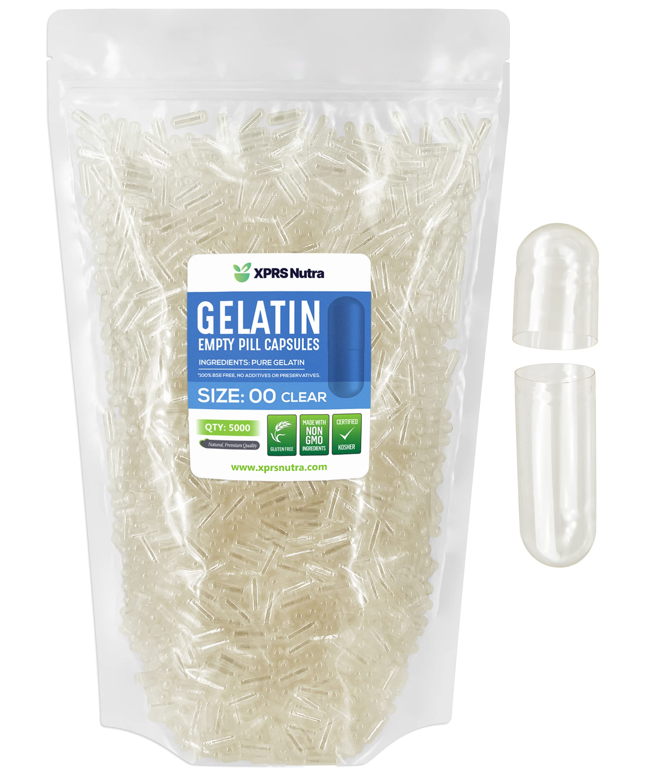 Foto 2 pulgar | Cápsulas Vacías Xprs Nutra, Tamaño 00 - 5000 Unidades, Gelatina Transparente - Venta Internacional.