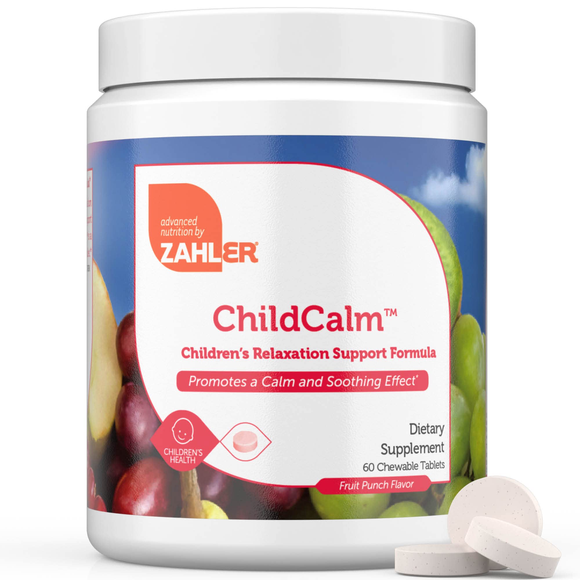 Suplemento Zahler Childcalm Fruit Punch Masticable De Magnesio 60 Comprimidos - Venta Internacional.