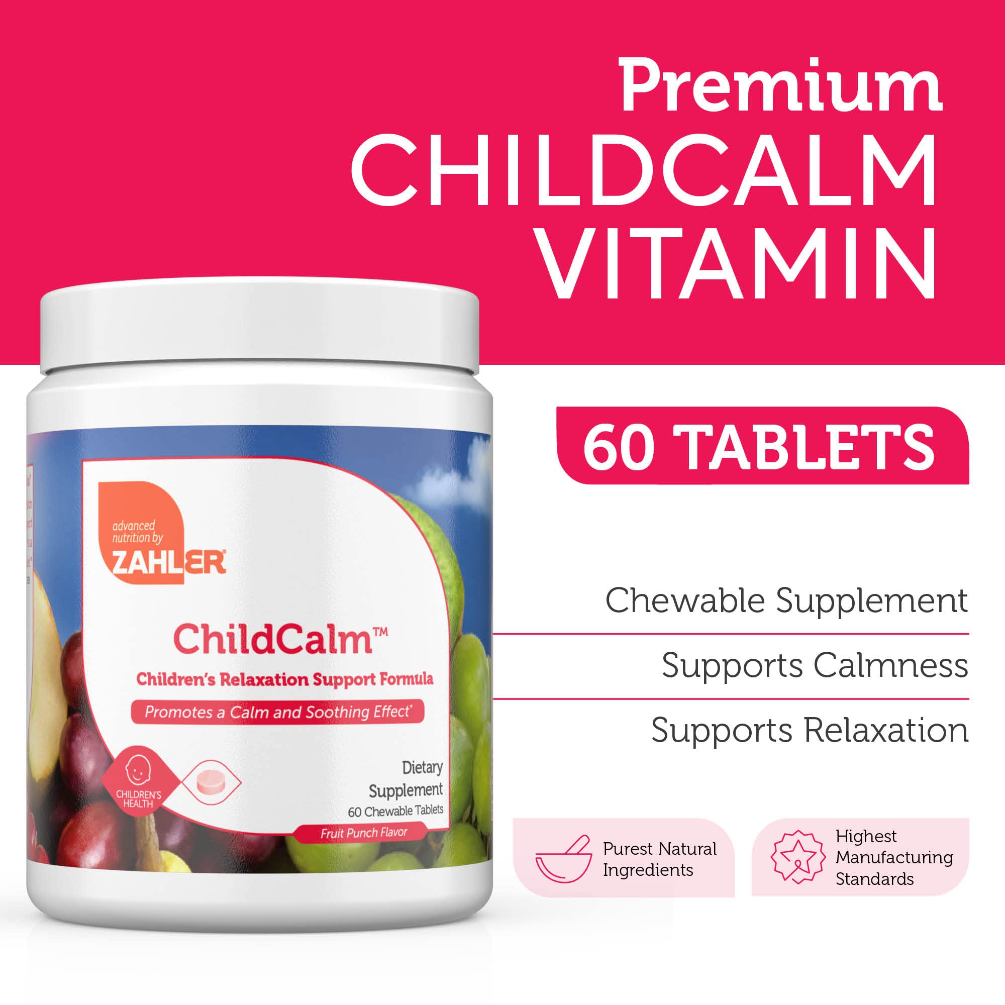 Foto 4 pulgar | Suplemento Zahler Childcalm Fruit Punch Masticable De Magnesio 60 Comprimidos - Venta Internacional.